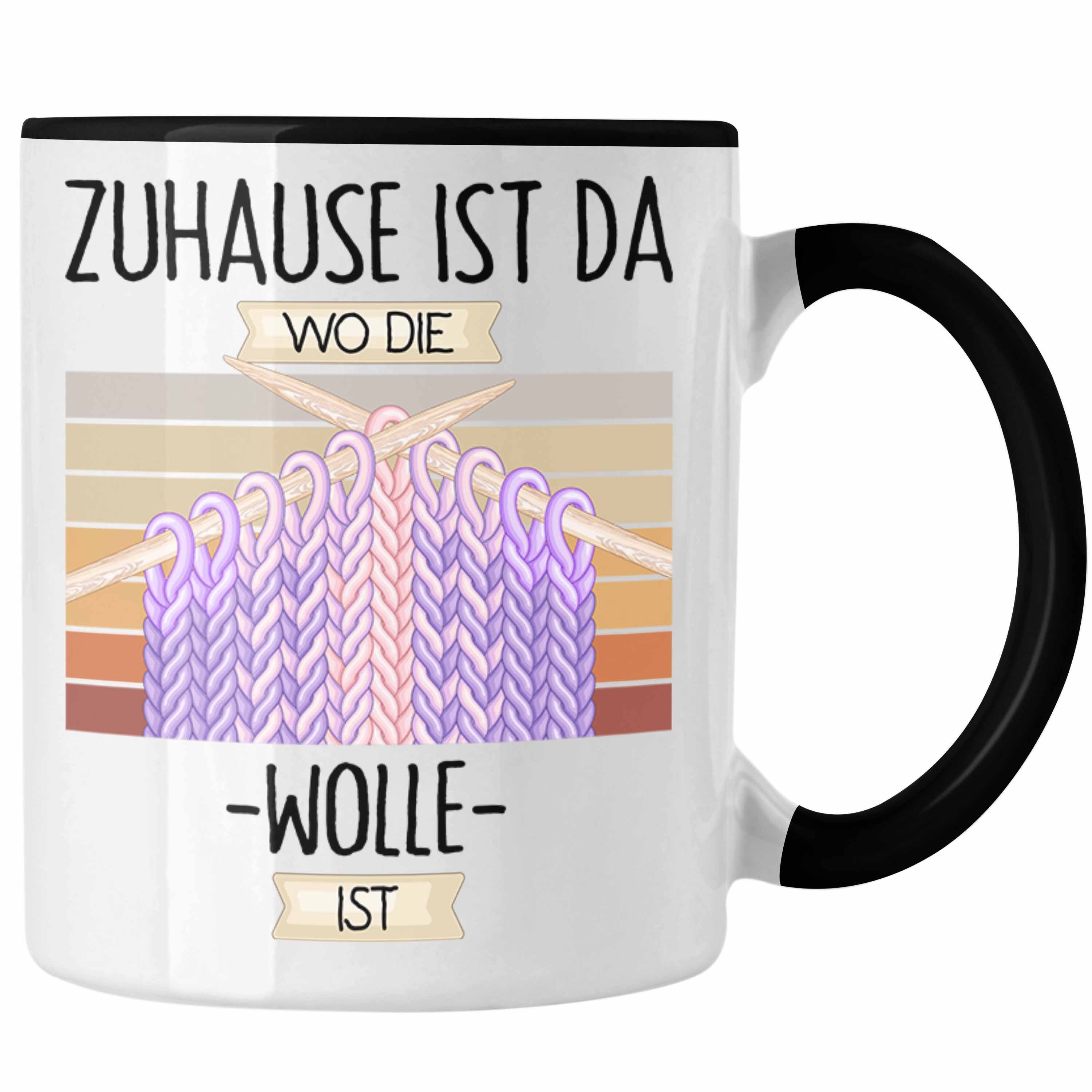 Trendation Tasse Stricken Häckeln Tasse Geschenk Geschenkidee Lustiger Spruch Zuhause I Schwarz