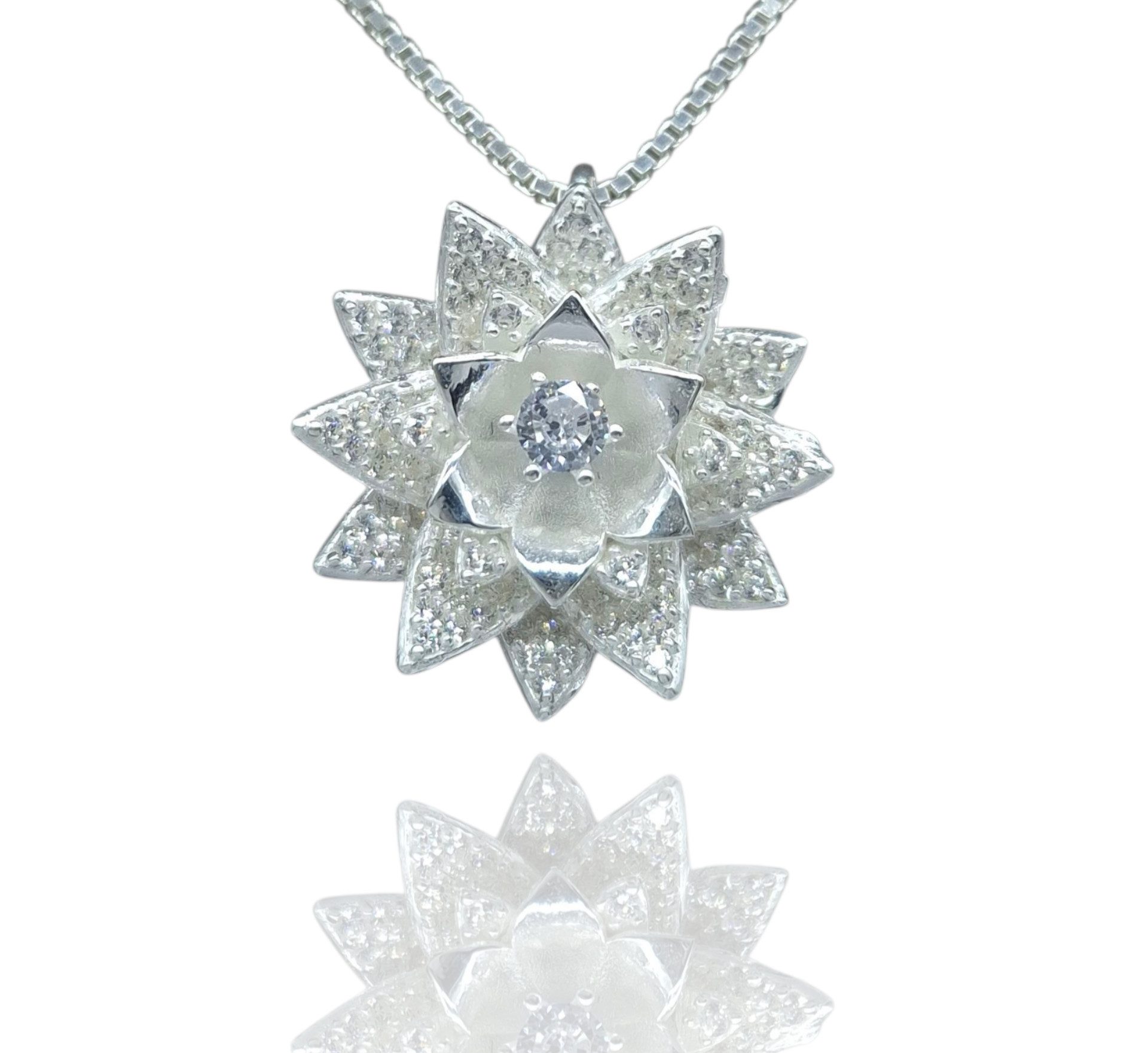 NAHLE Kette mit Anhänger Silber Lotus Blume des Lebens Blüte Talisman Lebensblume Geschenk (2-tlg., inkl. Schmuckbox), sehr hochwertig verarbeitet