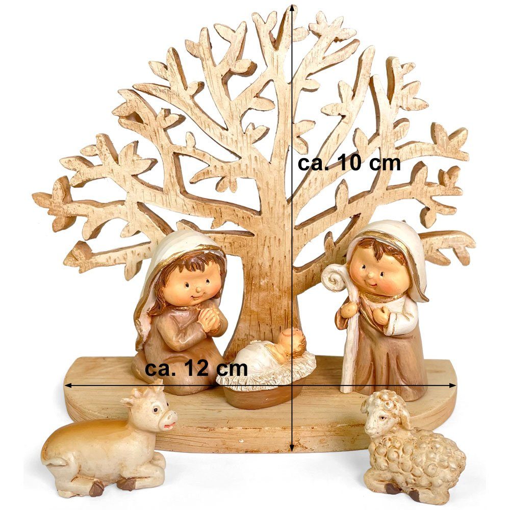 RIFFELMACHER & Weihnachtskrippe Natur Holzoptik 78561, x Polyresin cm aus WEINBERGER Baum - 12 (6-tlg) 10 mit Kinderkrippe Krippe