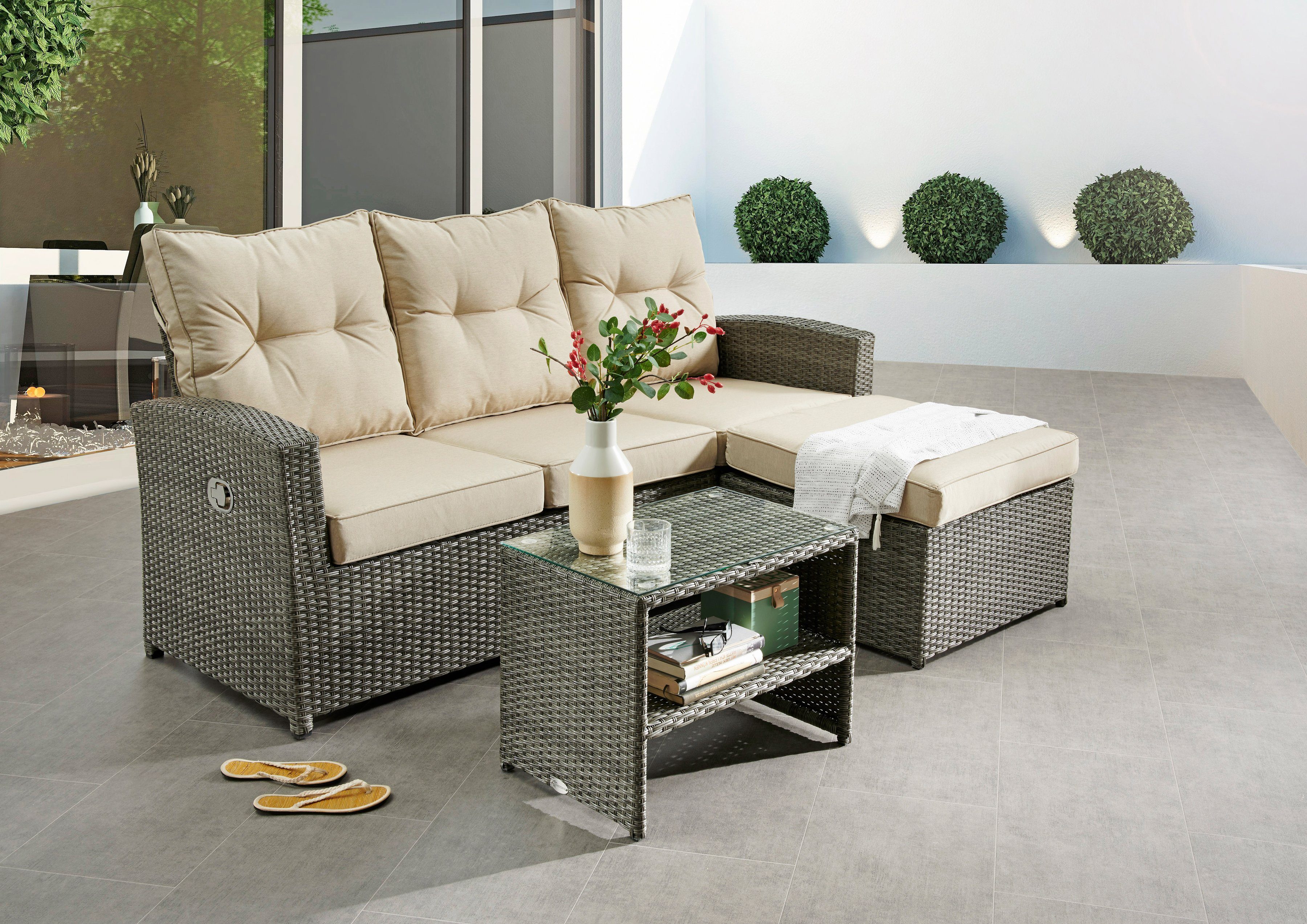 DESTINY Balkonset »Durban«, 2tlg., Sitzbank, Tisch 60x40 cm, Alu
