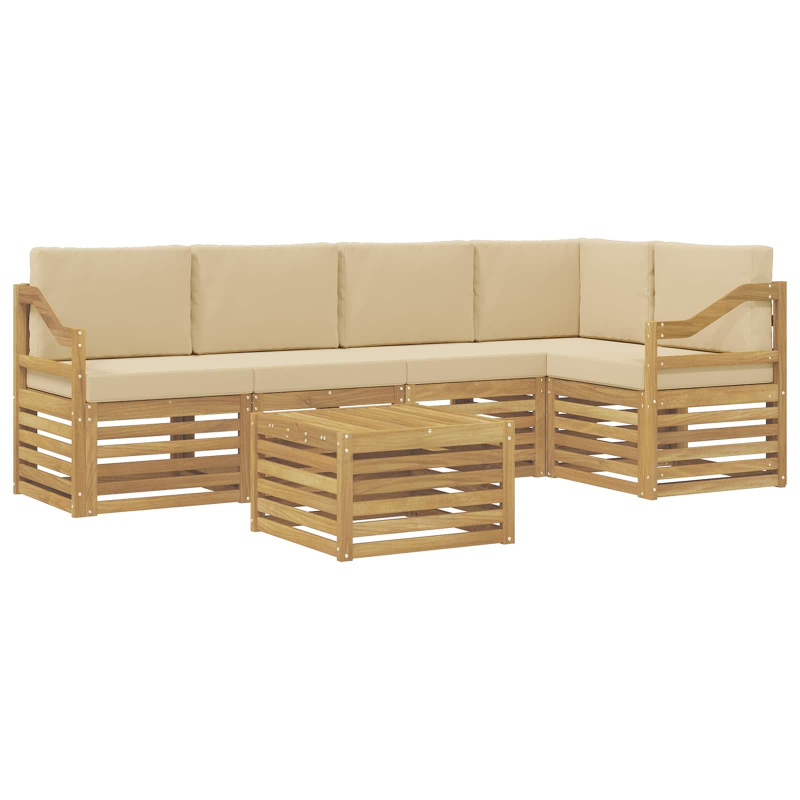 Gartenlounge-Set Outdoor-Sofagarnitur 6 pcs Weiß und Beige 59 x 59 x 37 cm