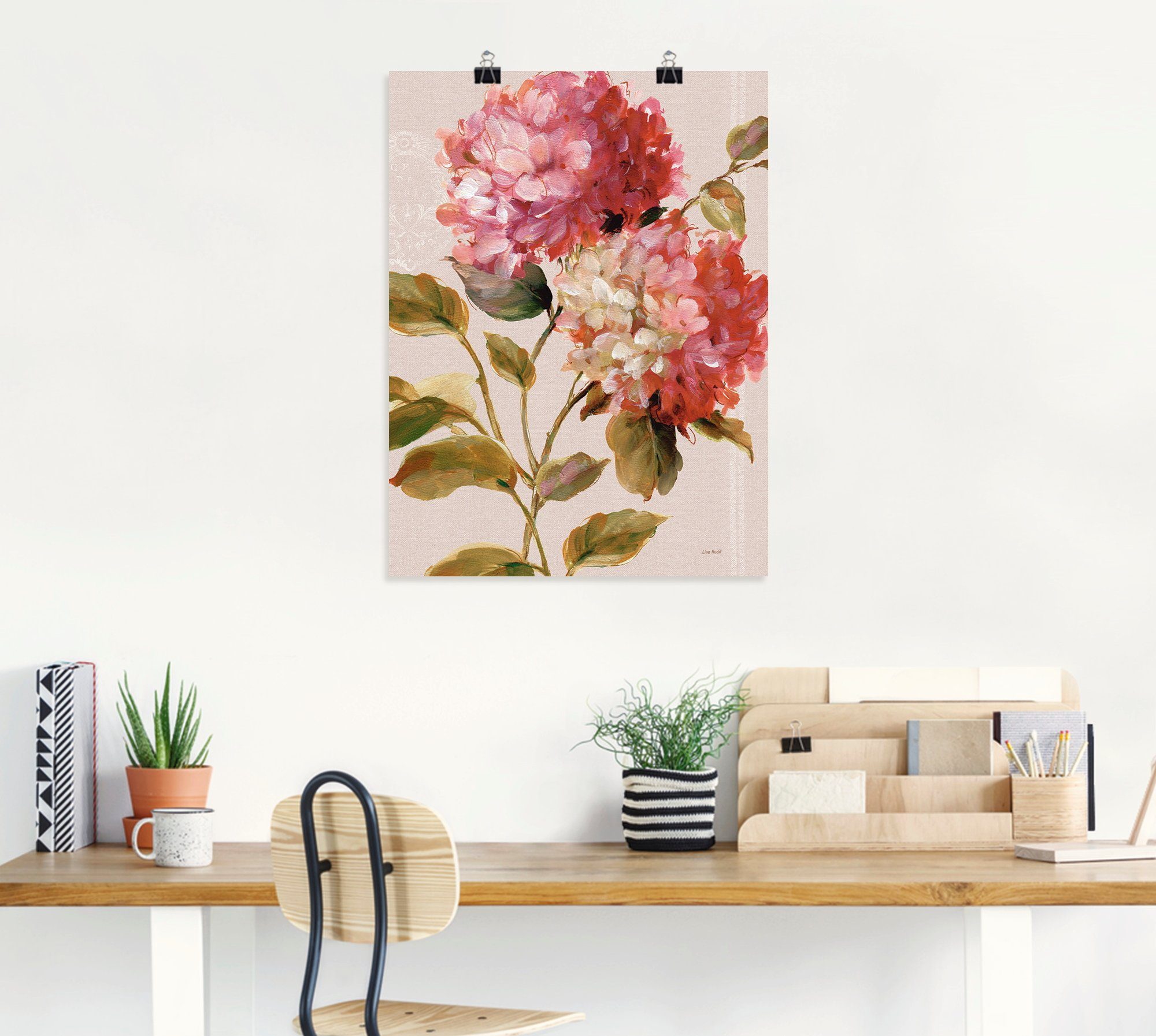 in St), Artland oder Poster Leinwandbild, Größen Hortensien, Wandbild (1 Harmonische Blumen versch. Wandaufkleber als