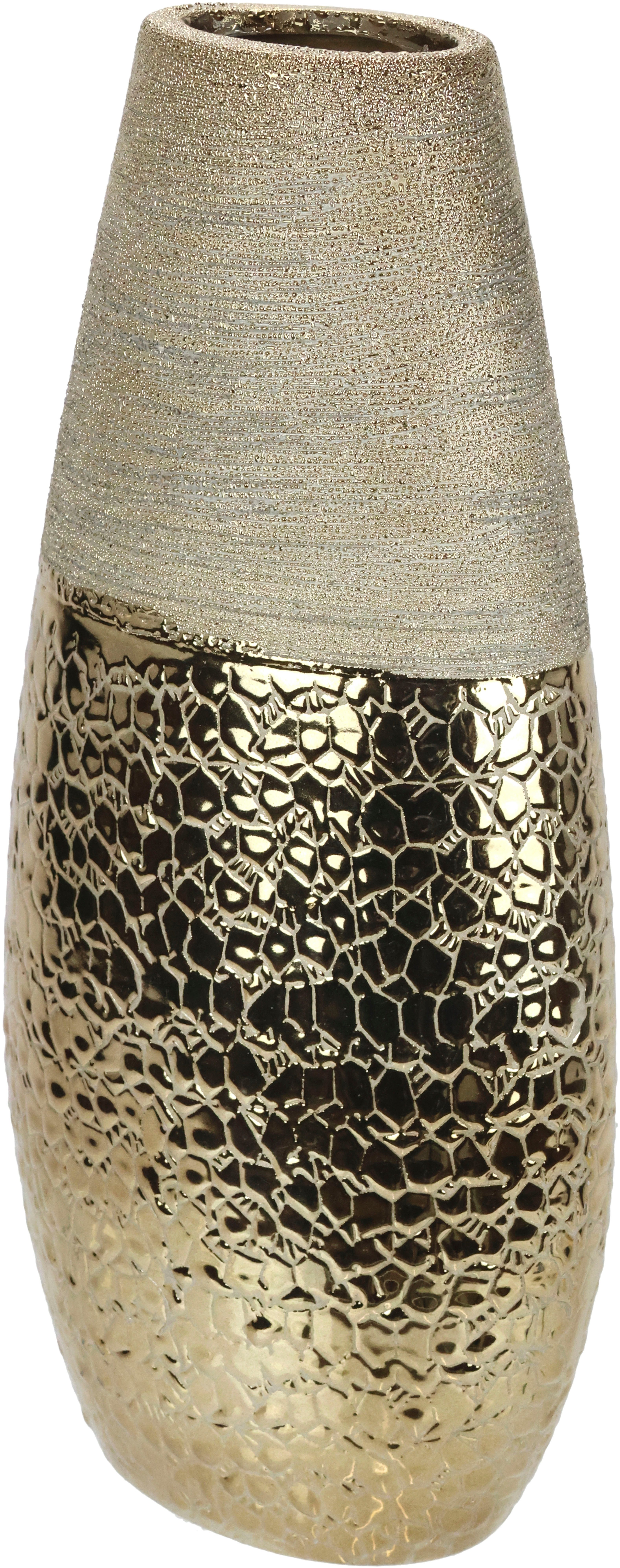 I.GE.A. Dekovase Blumenvase (1 St), Dekovase Zylindervase silber weiß glänz günstig online kaufen