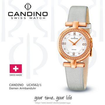 Candino Quarzuhr Candino Damen Uhr Analog C4562/1, Damen Armbanduhr rund, Leder/Textilarmband grau, Fashion