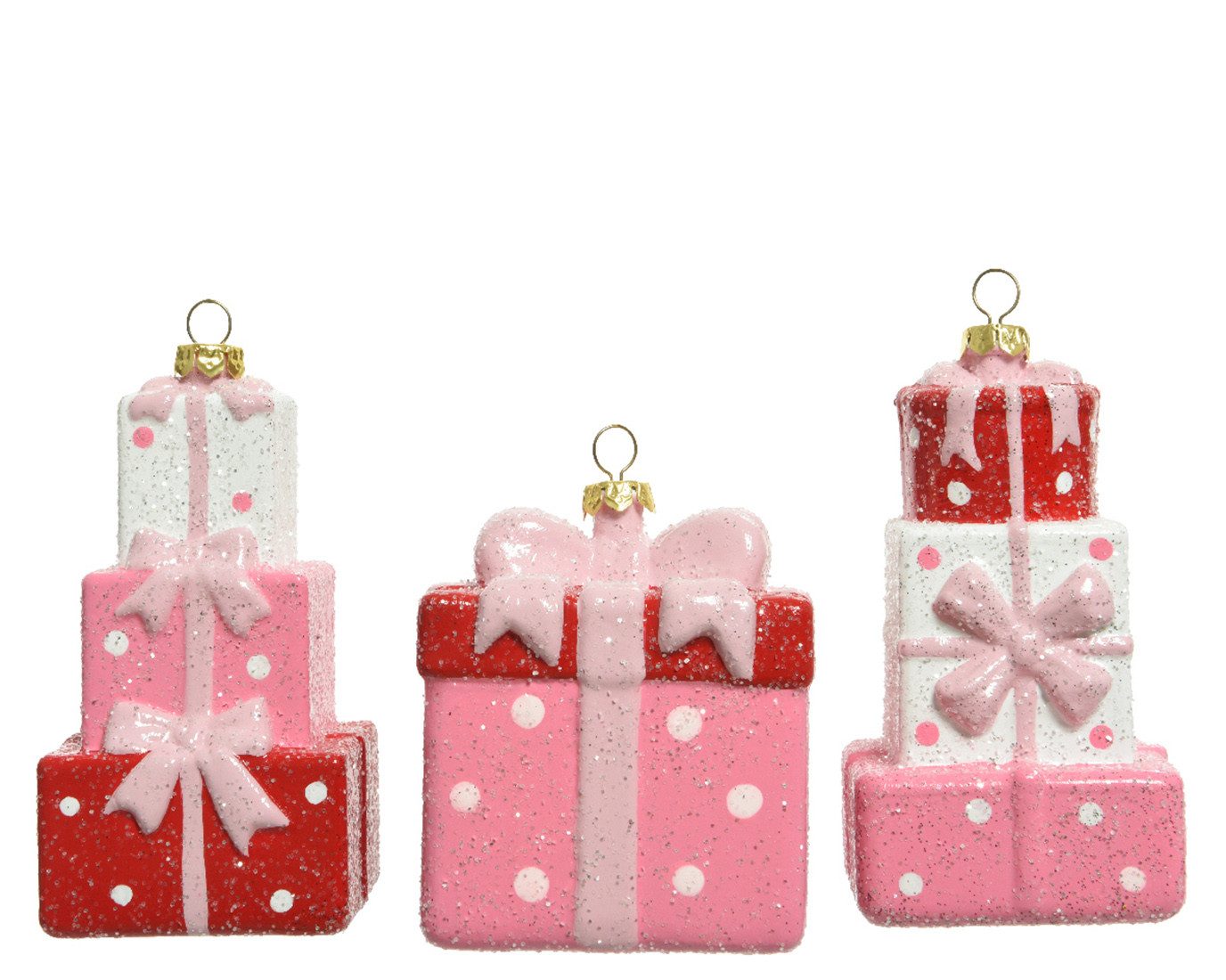 Kaemingk Christbaumschmuck, Christbaumschmuck Kunststoff Geschenkboxen 6cm rosa 1 Stück sortiert