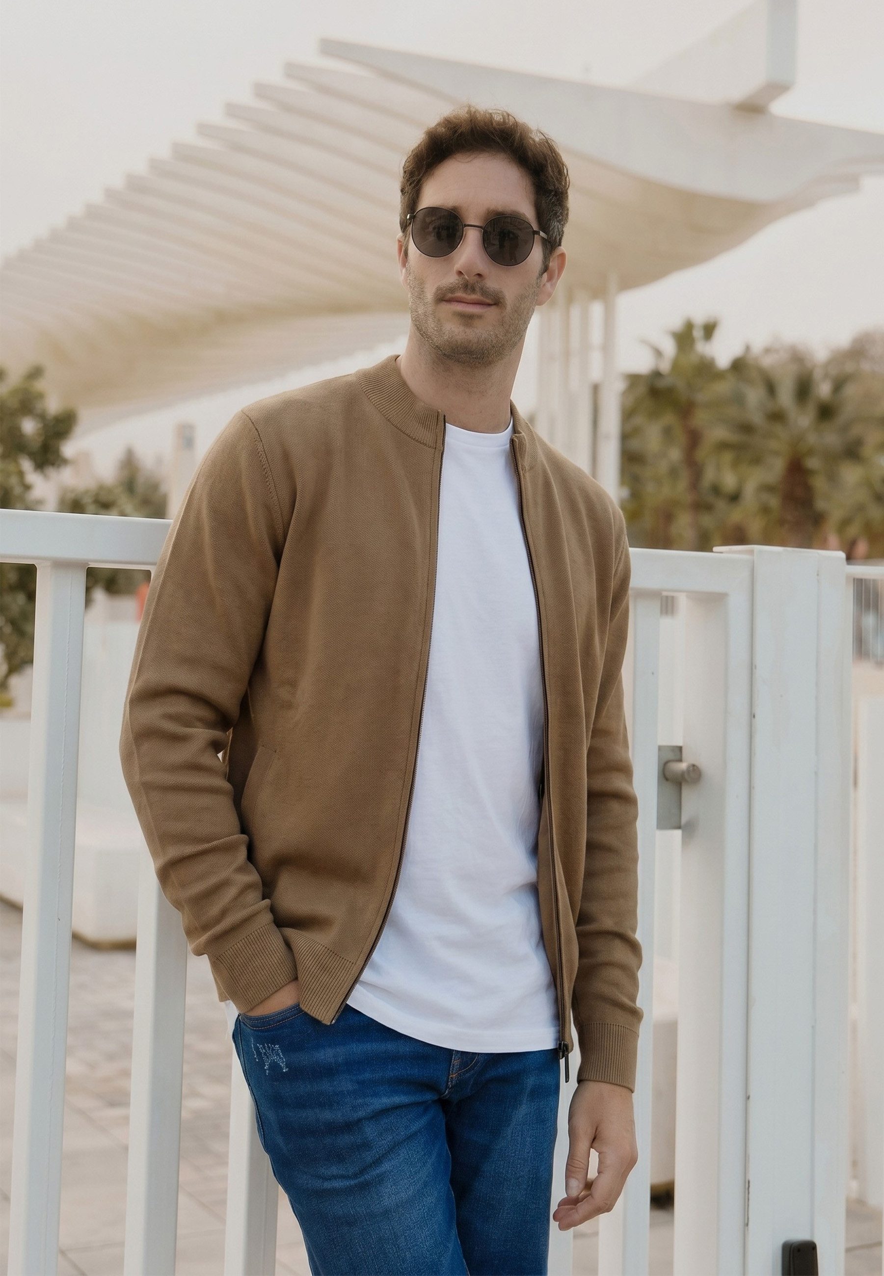 Indicode Strickjacke Herren INLaos Herrenstrickjacke Moderne Strickjacke mit Reißverschluss