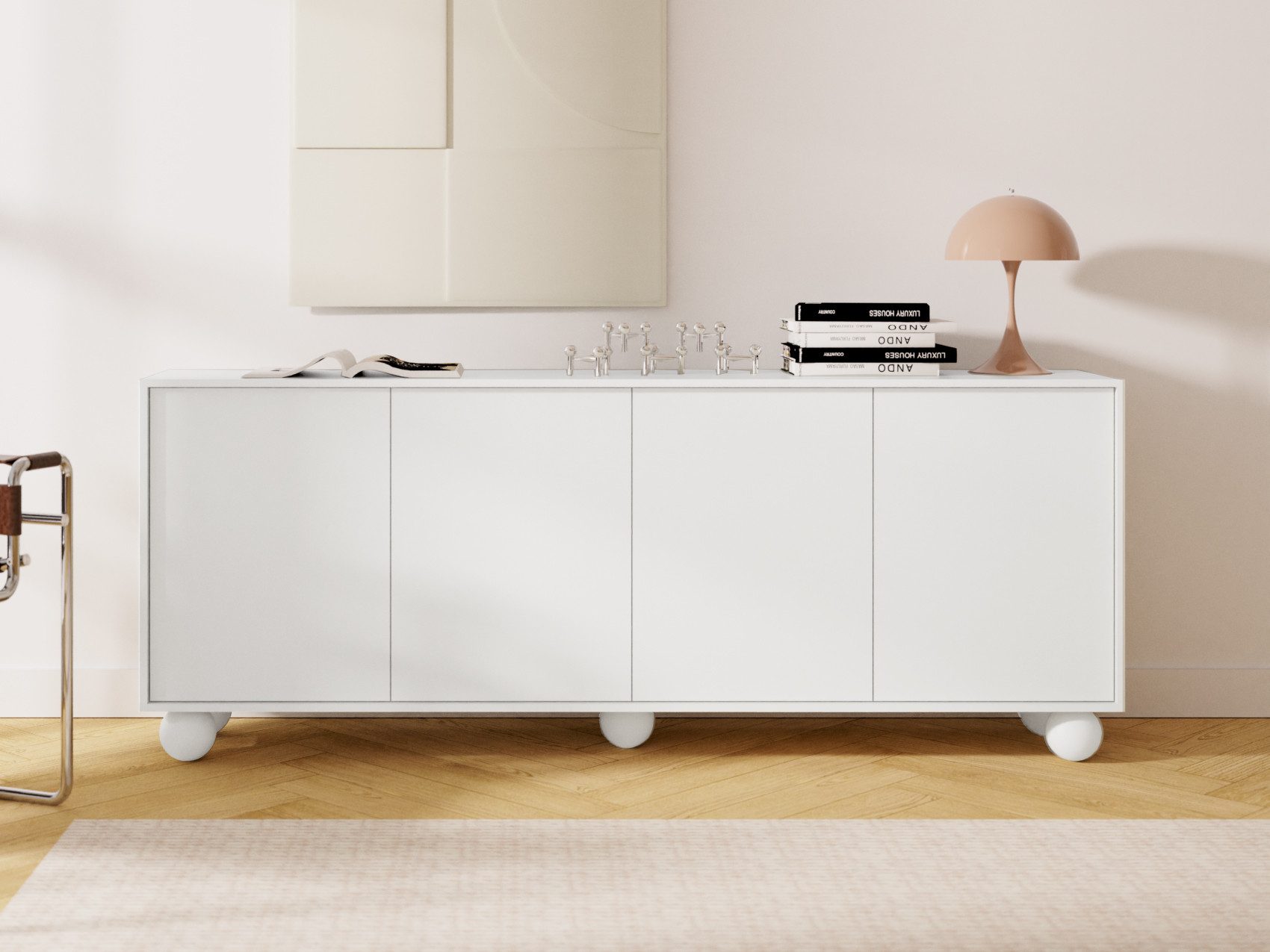 Beautysofa Kommode ADEL 204 cm im modernen Stil (Push-to-Open, Sideboard grifflos 4 Türen), Breite: 204 cm