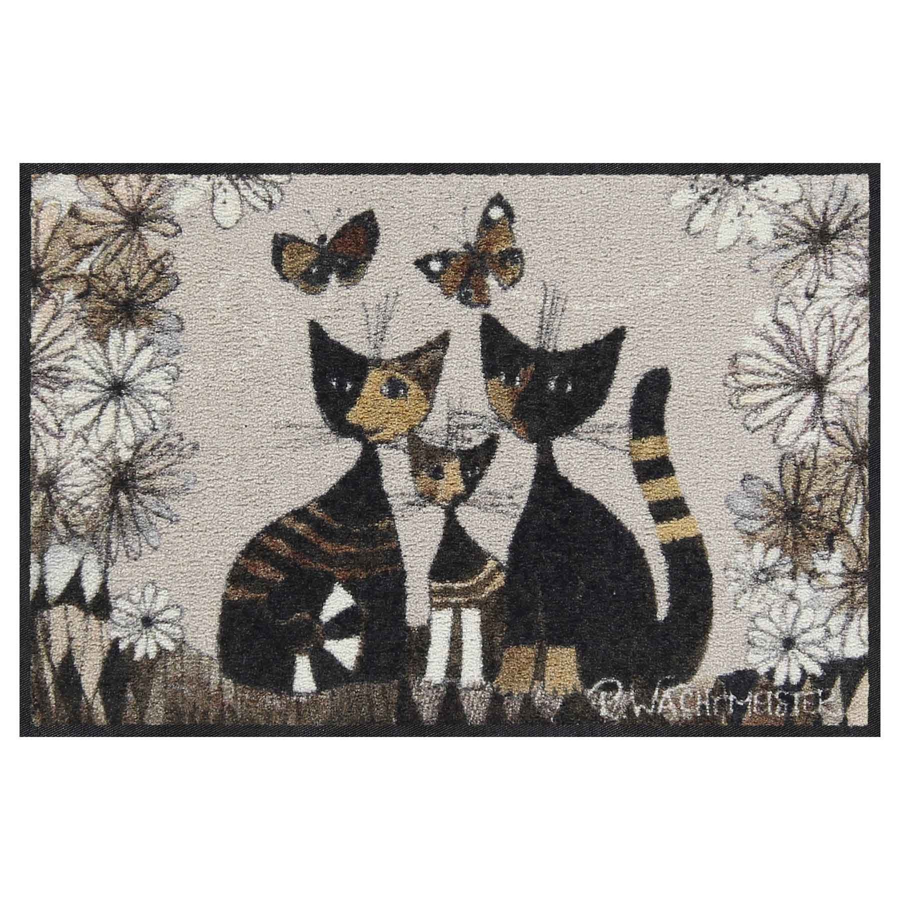 Salonloewe Fußmatte Fußmatte 50x75 Rosina Wachtmeister Gatti con Fiori braun, Eingangsmatte normal, Höhe: 500 mm