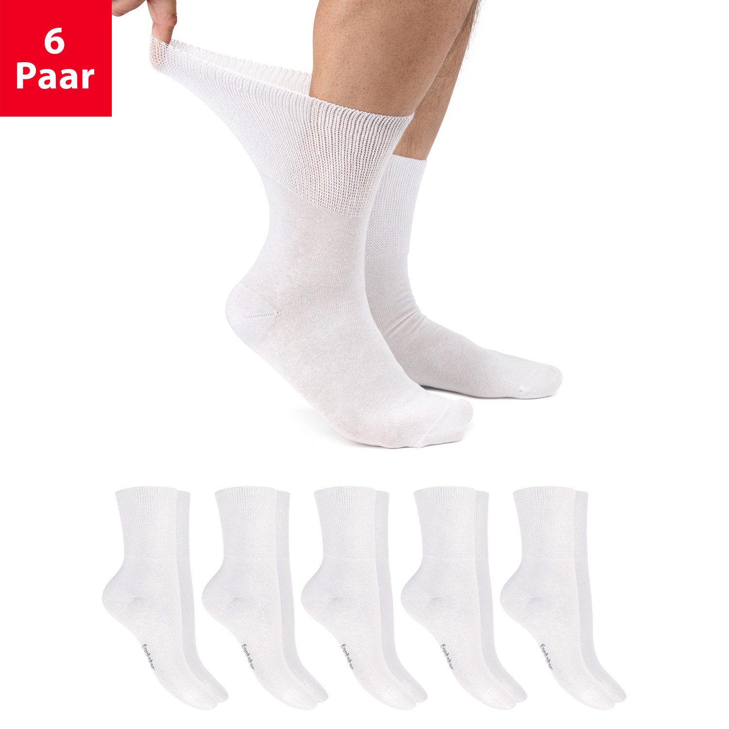 Footstar Gesundheitssocken Gesundheits Diabetiker Socken für Damen & Herren (6 Paar)