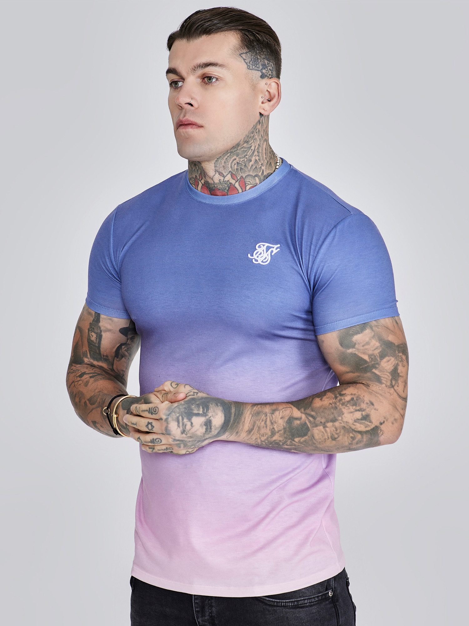 Siksilk T-Shirt SikSilk Herren Lila-Pink Verlauf T-Shirt günstig online kaufen