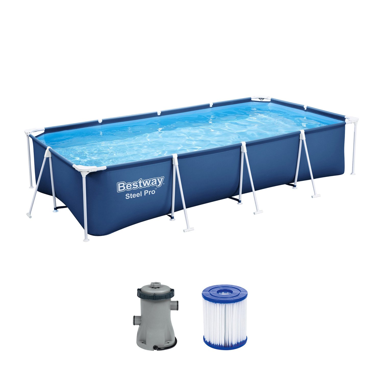 Framepool Steel Pro™ Frame Pool Set mit Filterpumpe 400 x 211 x 81 cm, dunkelbl