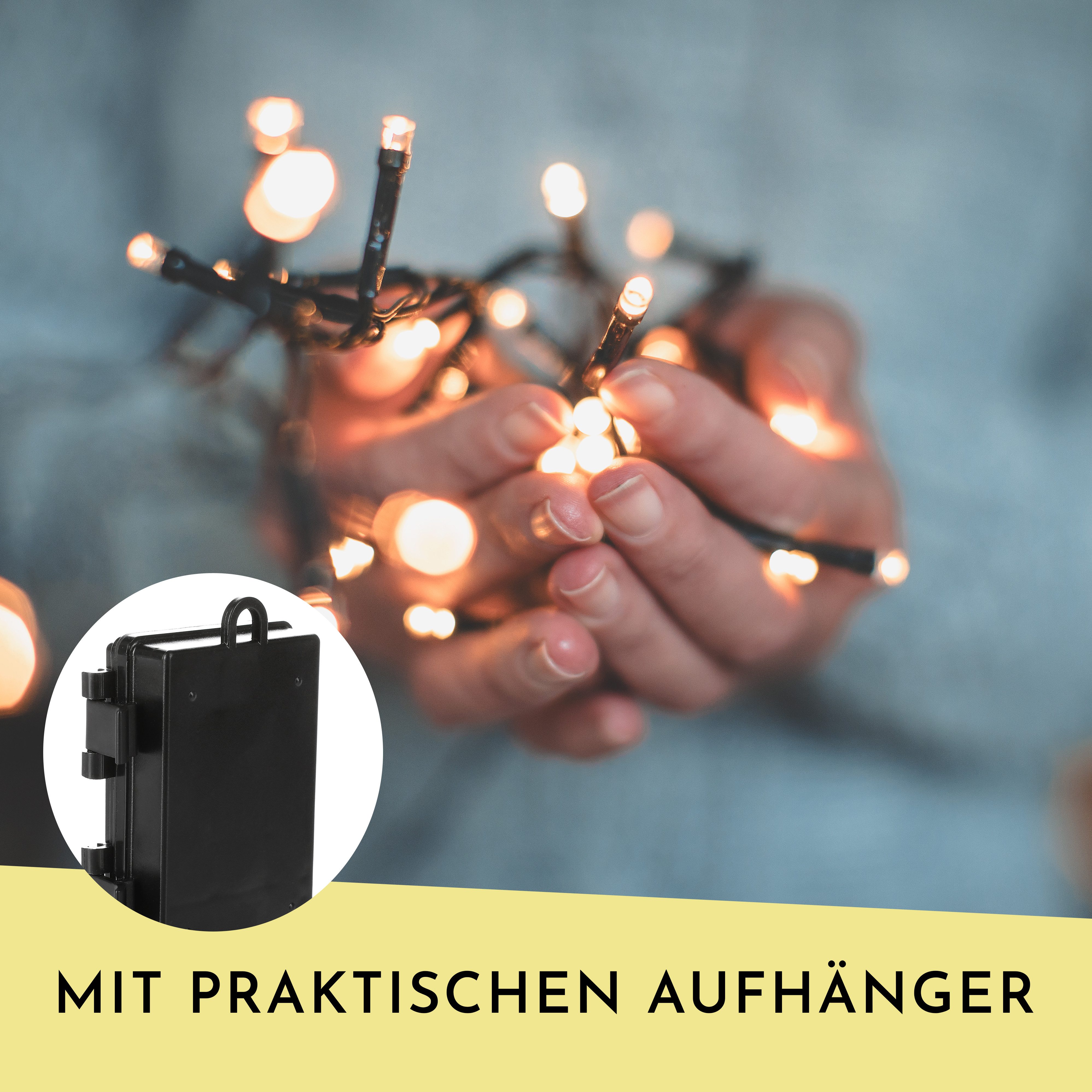 Nordstern LED-Lichterkette WarmWeiß von 24 bis 1.200 LED Weihnachtsdeko für Innen und Außen, Batteriebetrieben 24 LED - 1,8 m für Weihnachtsbaum – Bild 4 von 5