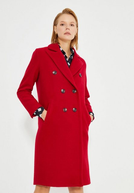 Just Like You Langmantel Roter doppelreihiger langer Damenmantel mit Frontk günstig online kaufen