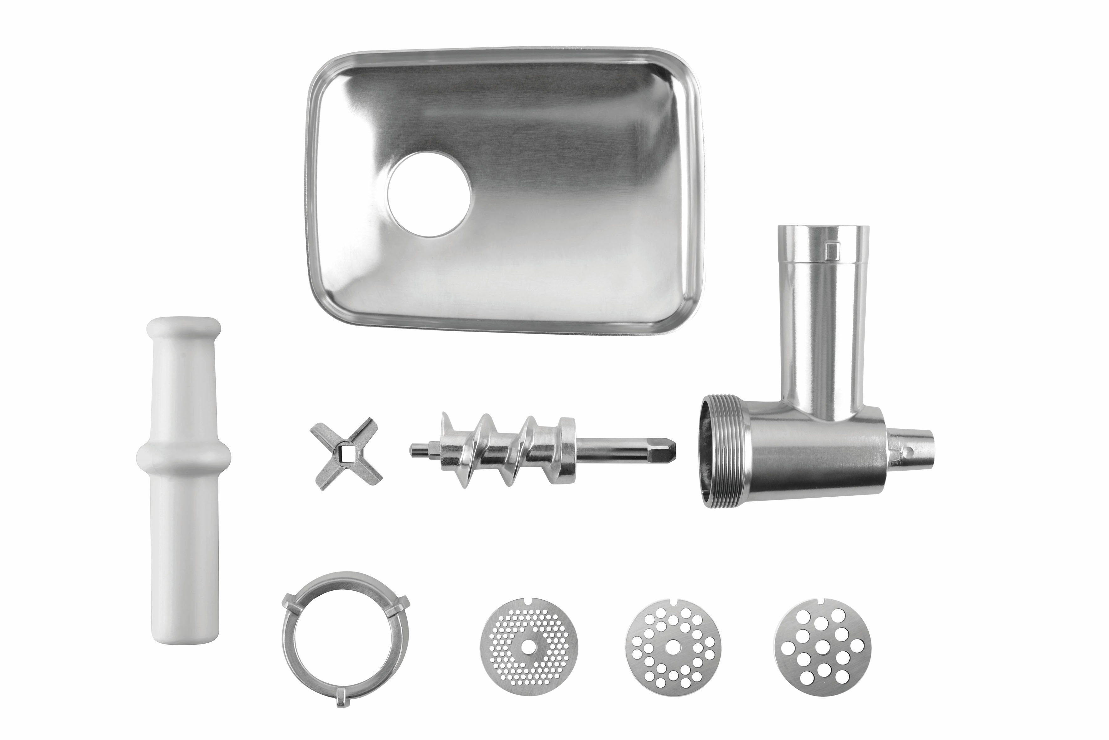 grossag Fleischwolfaufsatz KFW 5 Set 1386, Zubehör für alle KitchenAid-Küchenmaschinen, mit Wurstfüll-Vorsatz und Spritzgebäck-Vorsatz
