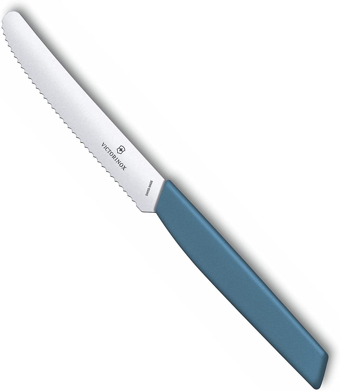 Victorinox Tafelmesser Victorinox Swiss Modern Tomatenmesser Wellenschliff 11cm Cornflower