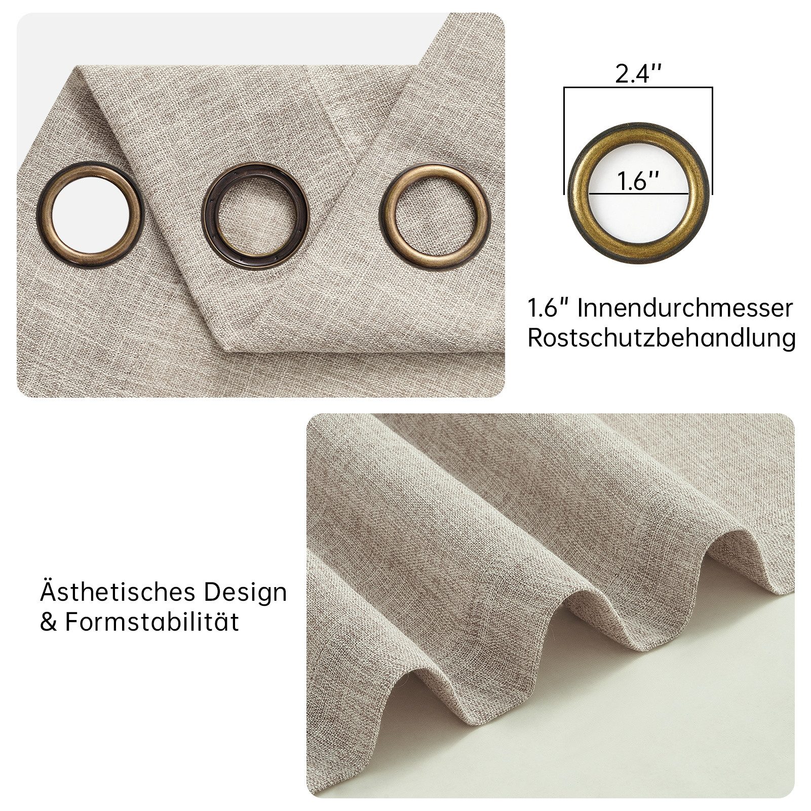 Topfinel Gardine wohnzimmer modern ösenvorhänge schlafzimmer leinen halbtransparent (1 St), Ösen, halbtransparent, gardinen leinenoptik leinen 300x240cm Esszimm – Bild 5 von 5