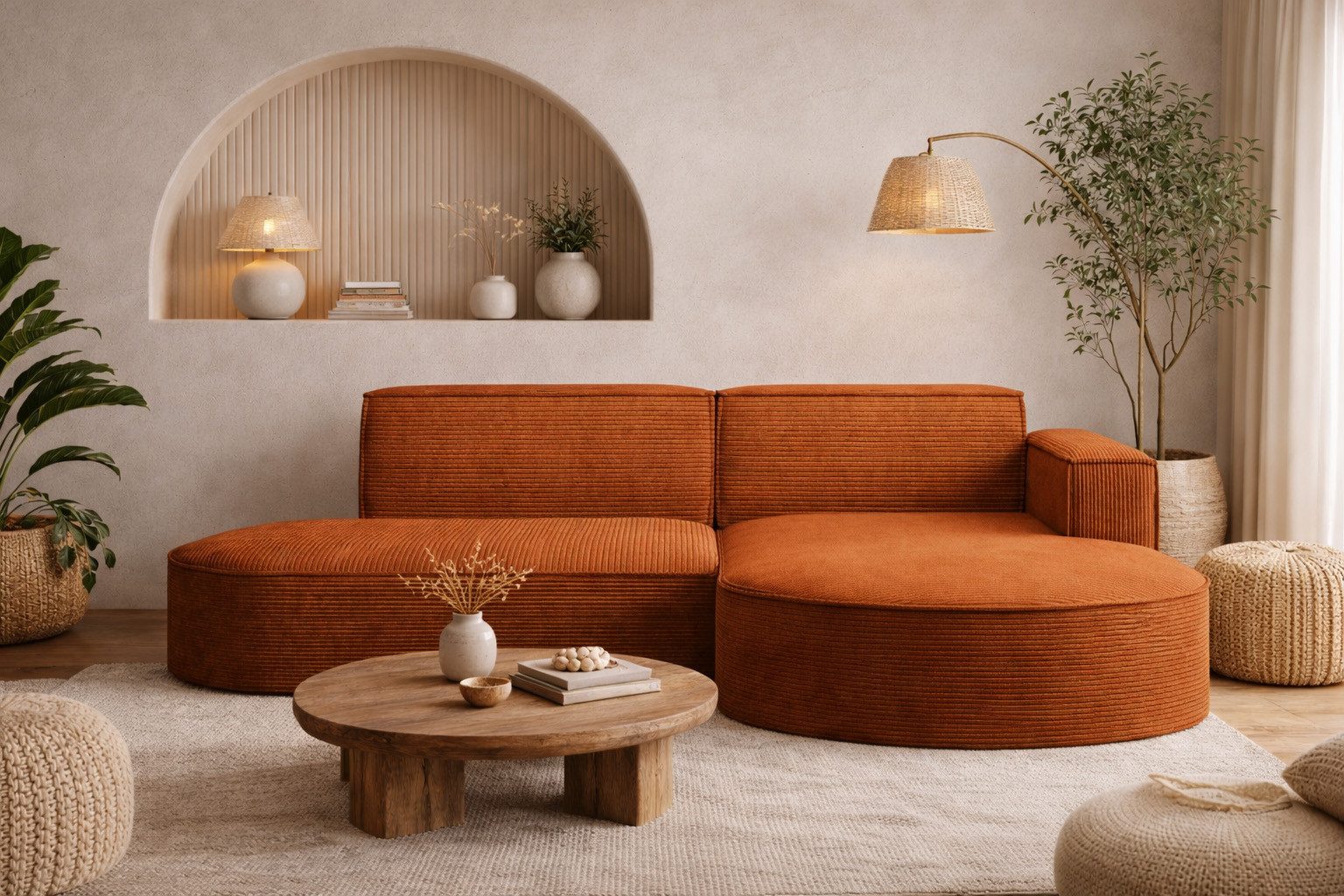 Kaiser Möbel Ecksofa Designer MODENA STUDIO L stoff Cord, Ecksofa, Cord Sofa, L-Form, Links/Rechts wählbar