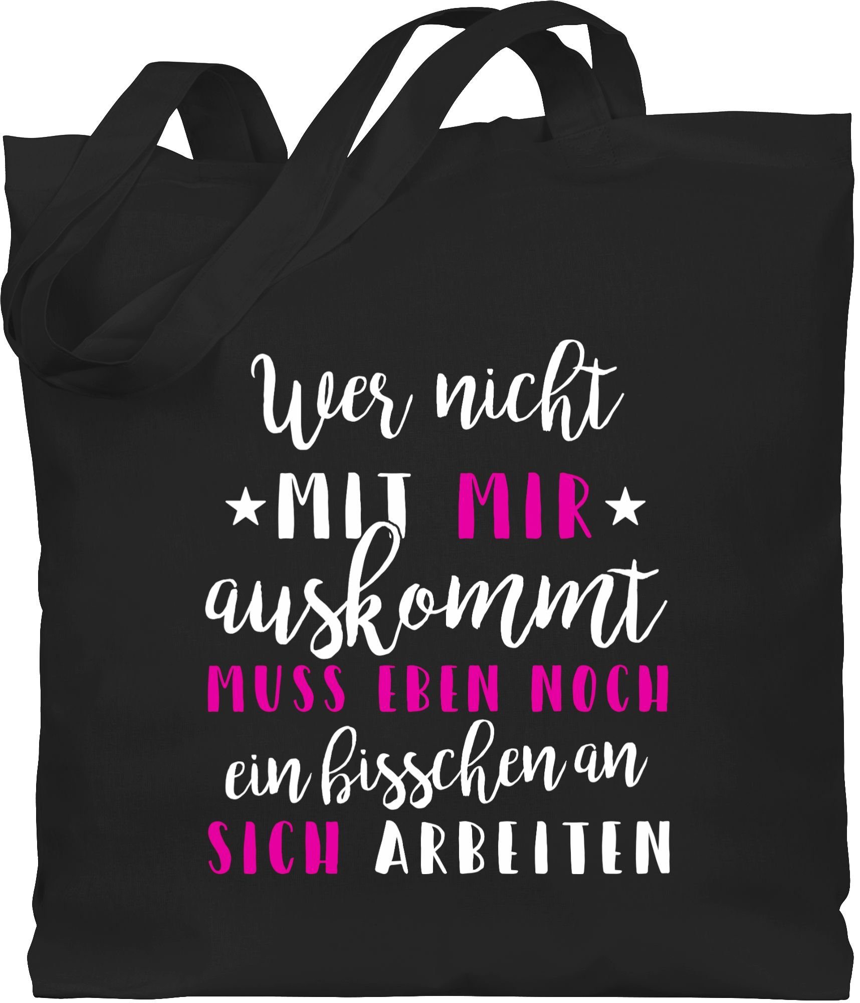 Shirtracer Umhängetasche Wer mit mir nicht auskommt, Sprüche Statement mit Spruch