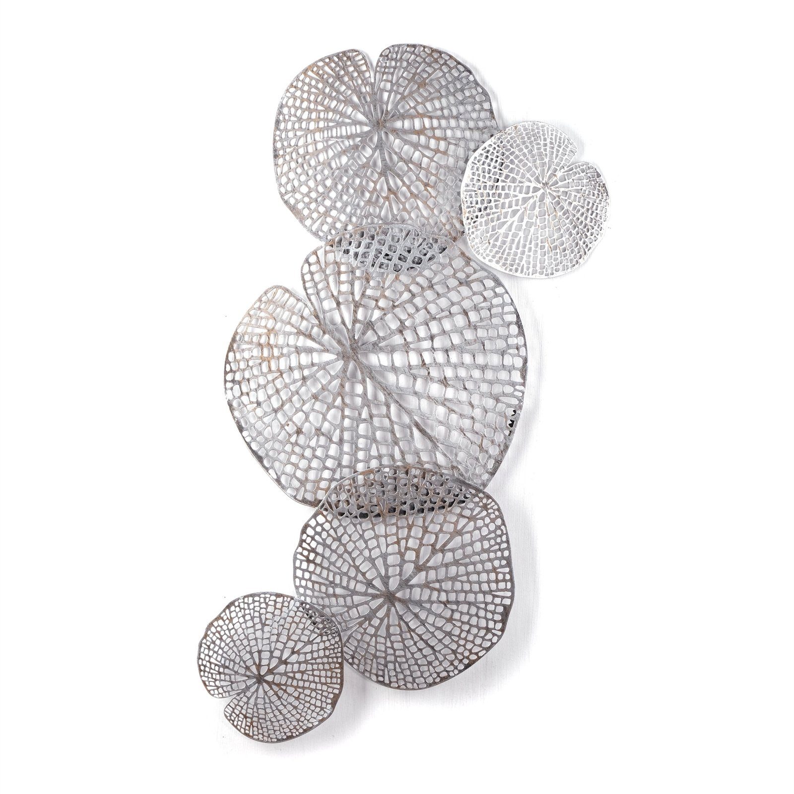 DESIGN DELIGHTS Wanddekoobjekt WAND DEKO "LEAVES BIG", Metall, antik-silber, 97 cm, Wandbild