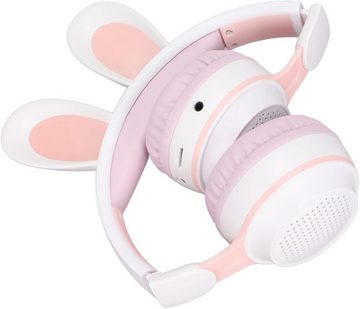 Yunseity Bluetooth 5.0- von TF/AUX, Kleinkinder, Teenager Kinder-Kopfhörer (Sicherer Halt und kabellose Freiheit für unbeschwerten Musikgenuss unterwegs, mit Hasenohr, Over-Ear-LED-Licht, Faltbares Kabelloses Unterstützung)