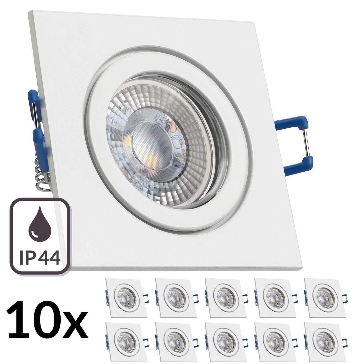 LED 10er LEDANDO IP44 RGB vo extra flach LED Einbaustrahler in Set Einbaustrahler 3W weiß LED mit