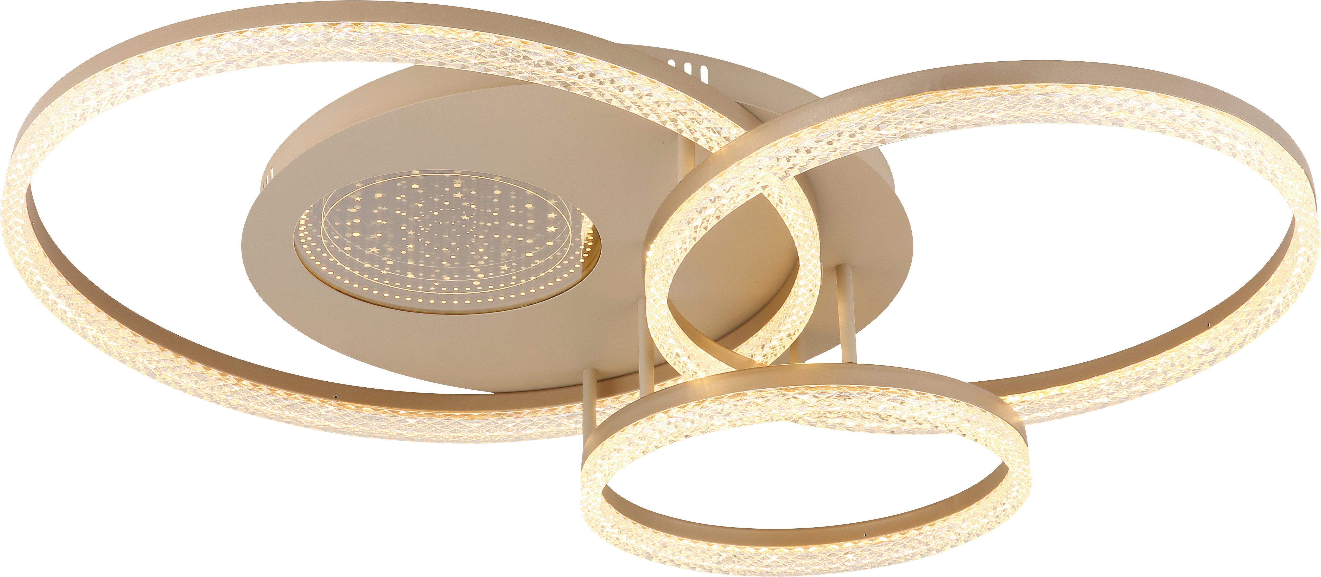 GLOBO LIGHTING Deckenleuchte SANFORD, LED fest integriert, Warmweiß, LED-Deckenleuchte mit 3D-Effekt, modern, hell & dekorativ