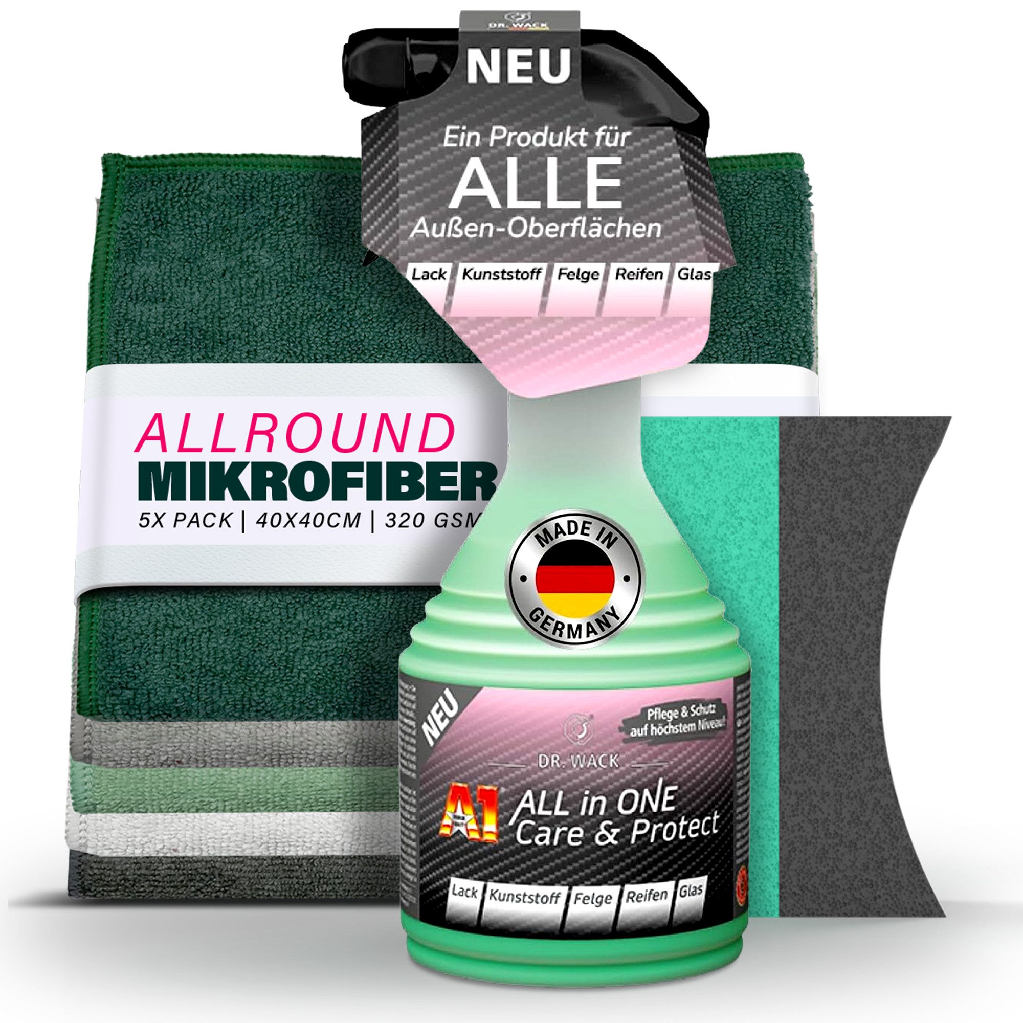 autopflege Dr. Wack A1 All in One Care & Protect Autopflege Set Pflegeset (7-St. Auto Außenpflege, Pflege & Versiegelung)