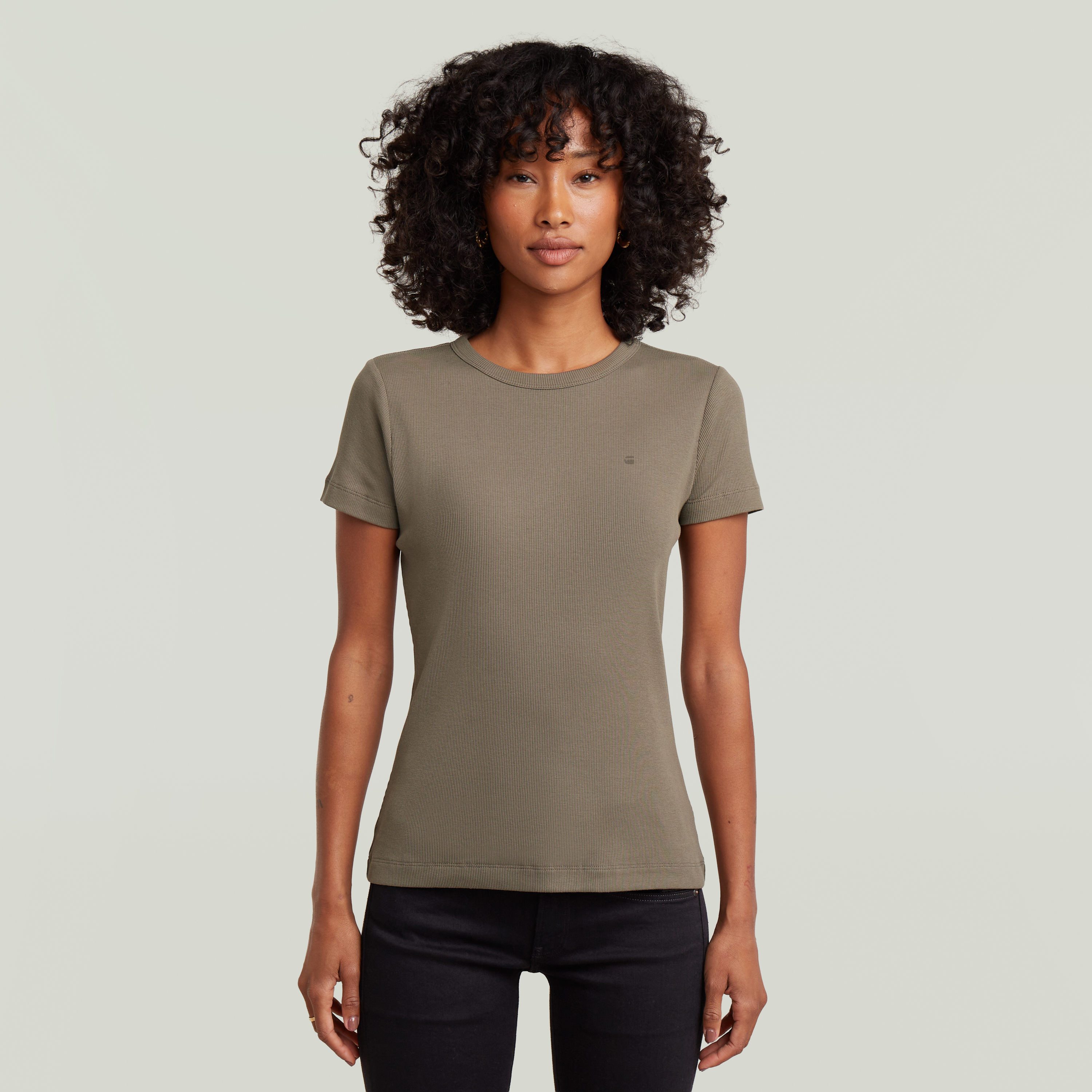 G-STAR T-Shirt Slim Rib Wmn in Rundhalsform