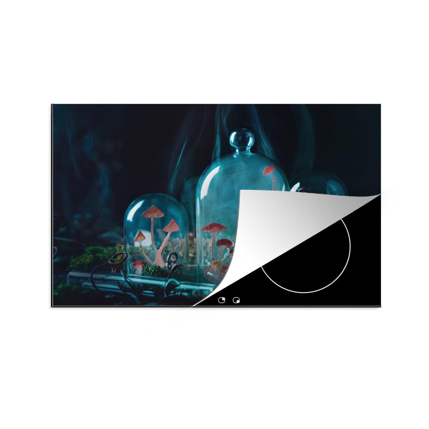 MuchoWow Herdblende-/Abdeckplatte Pilze in der Kuppel, Vinyl, (1 tlg), 81x52 cm, Induktionskochfeld Schutz für die küche, Ceranfeldabdeckung