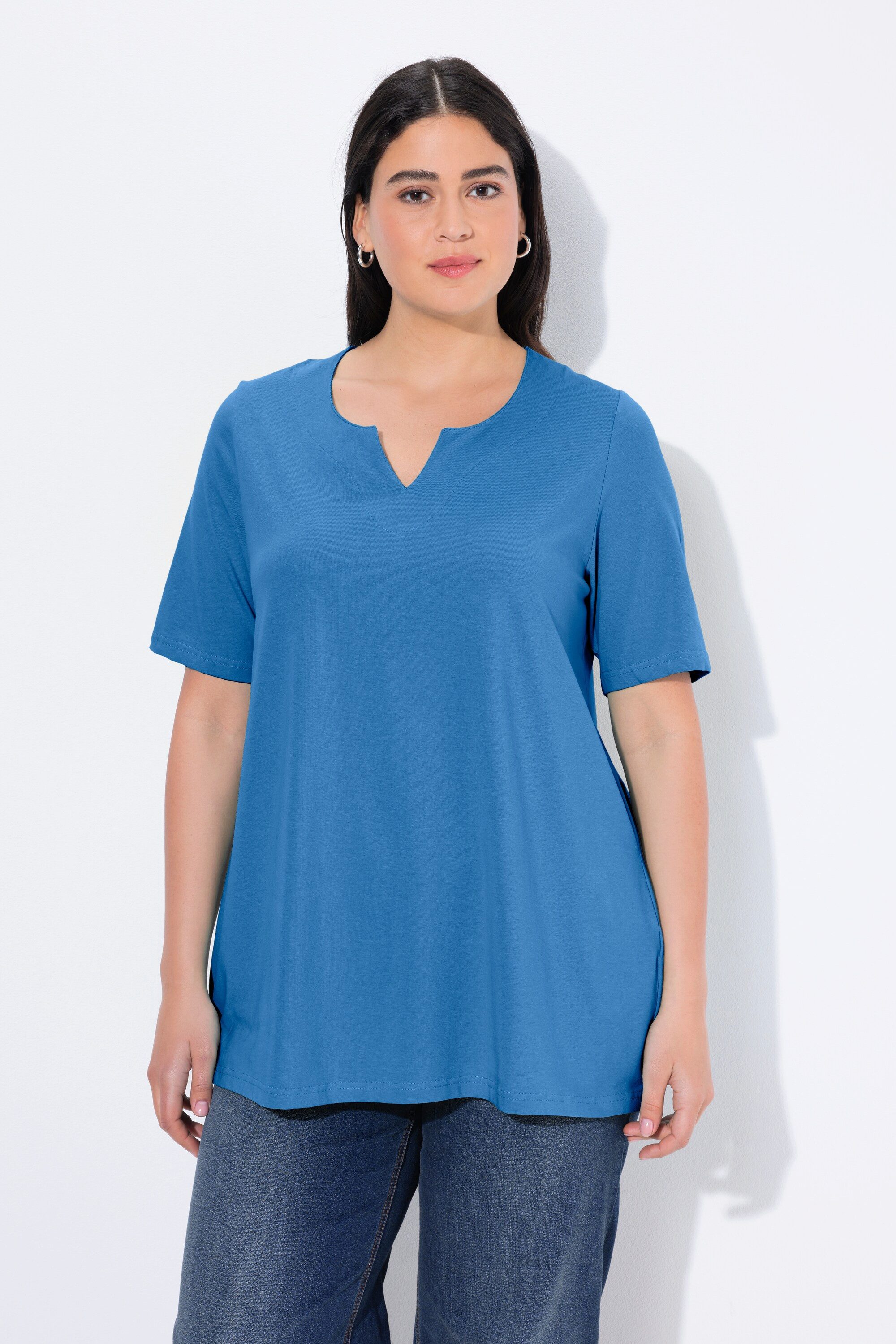 T-Shirt T-Shirt A-Linie Tunika-Ausschnitt Halbarm