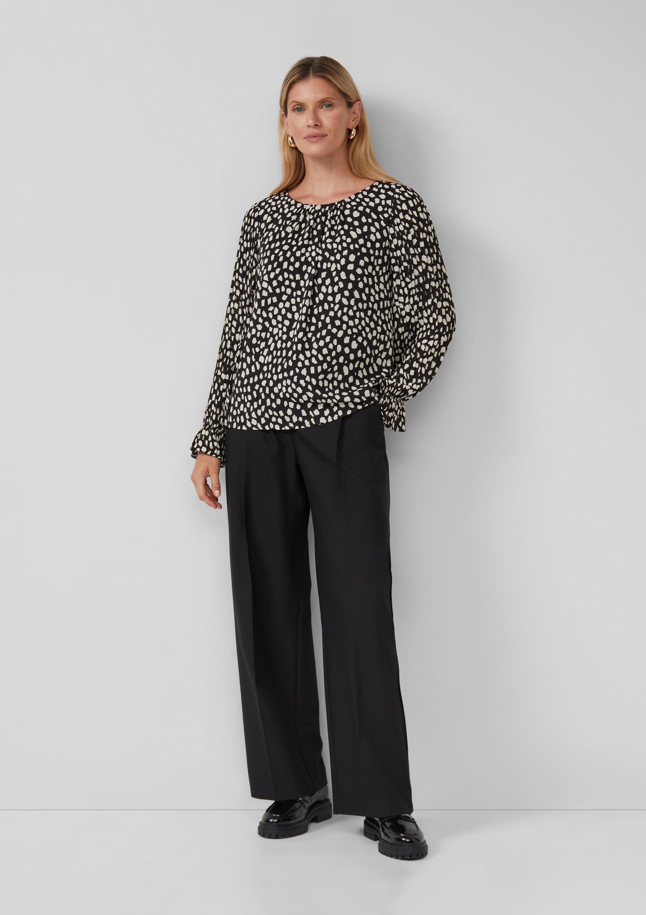 s.Oliver Langarmbluse Bluse Festliche Bluse mit Plissee-Ärmeln