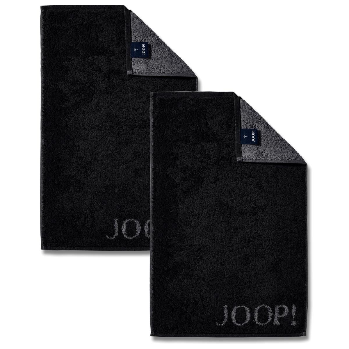 JOOP! Handtuch 2 Stück Joop! Gästetuch Classic Schwarz Anthrazit 1600-90 30x50, Walkfrottier, 100% Baumwolle