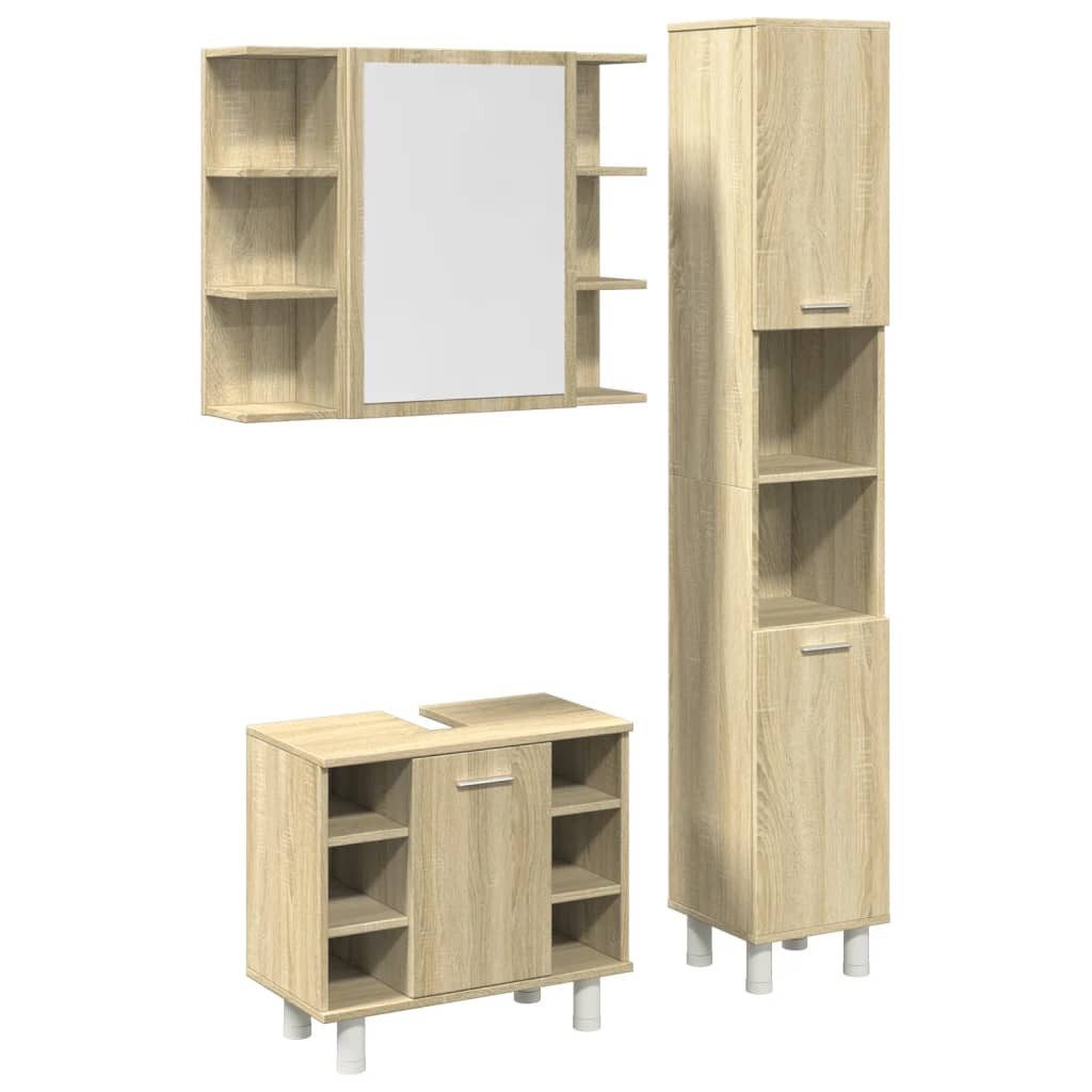 vidaXL Badezimmer-Set 3-tlg. Badmöbel-Set Sonoma-Eiche Holzwerkstoff, günstig online kaufen