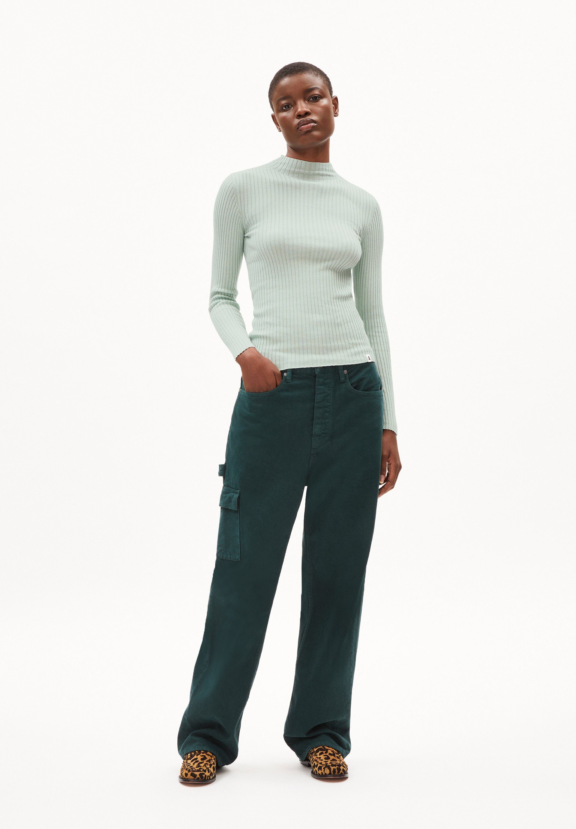 Armedangels Strickpullover ALAANIA Damen Pullover Slim Fit aus Bio-Baumwolle (1-tlg) polar green