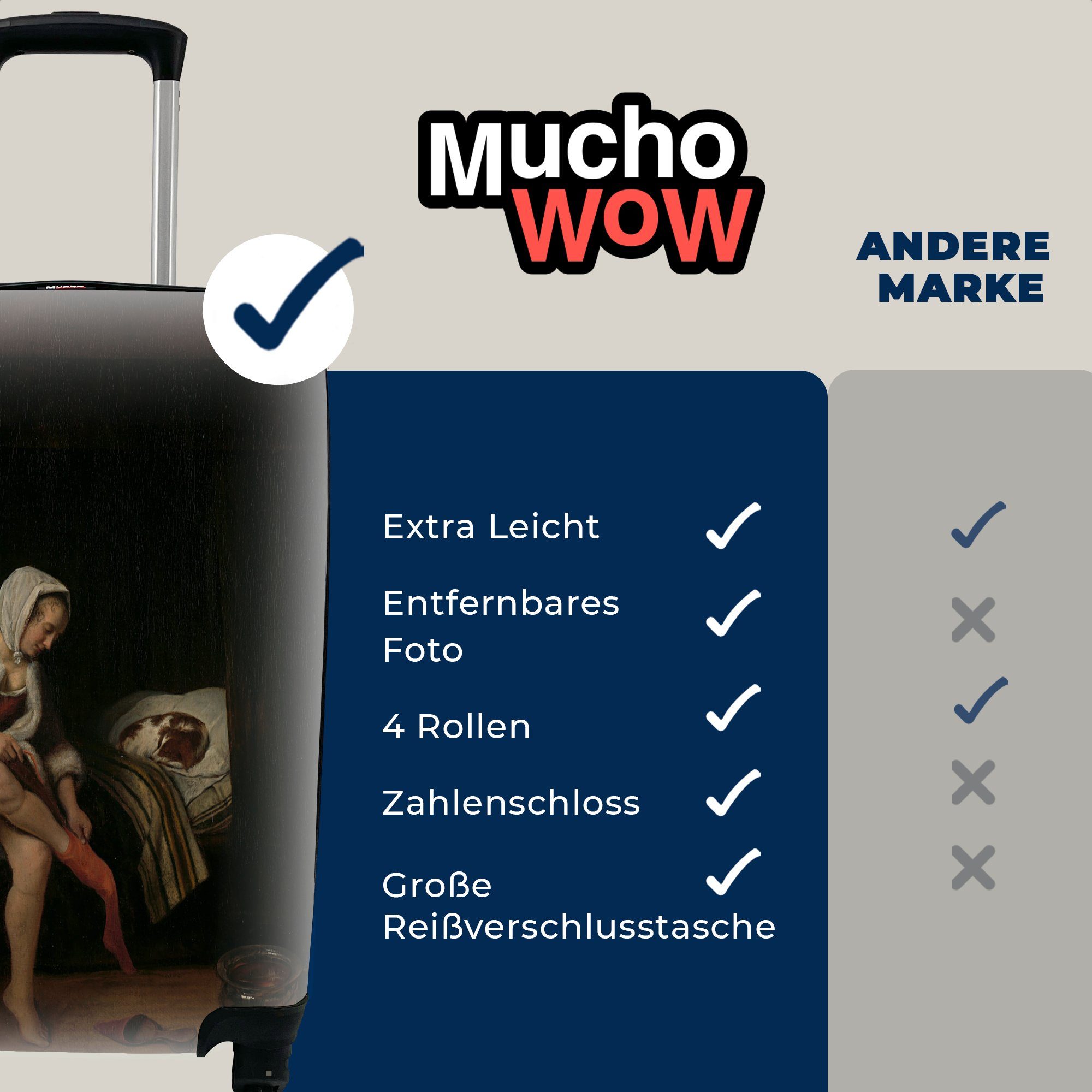 - rollen, Rollen, Reisekoffer Ferien, Handgepäck Steen, Trolley, für Reisetasche MuchoWow mit Jan Die Morgentoilette 4 Handgepäckkoffer