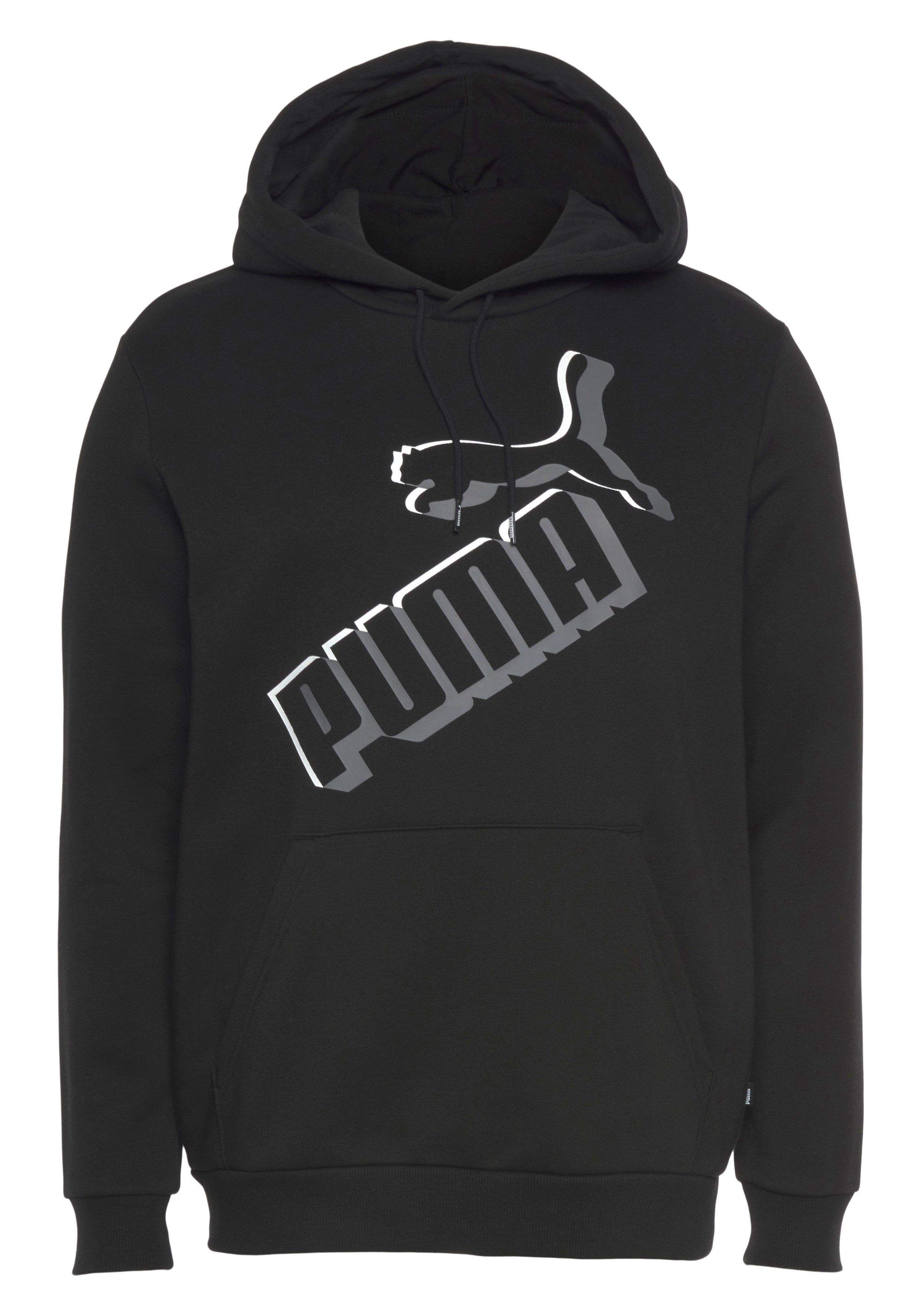 PUMA Kapuzensweatshirt ESS+ BIG FL schwarz HOODIE LOGO