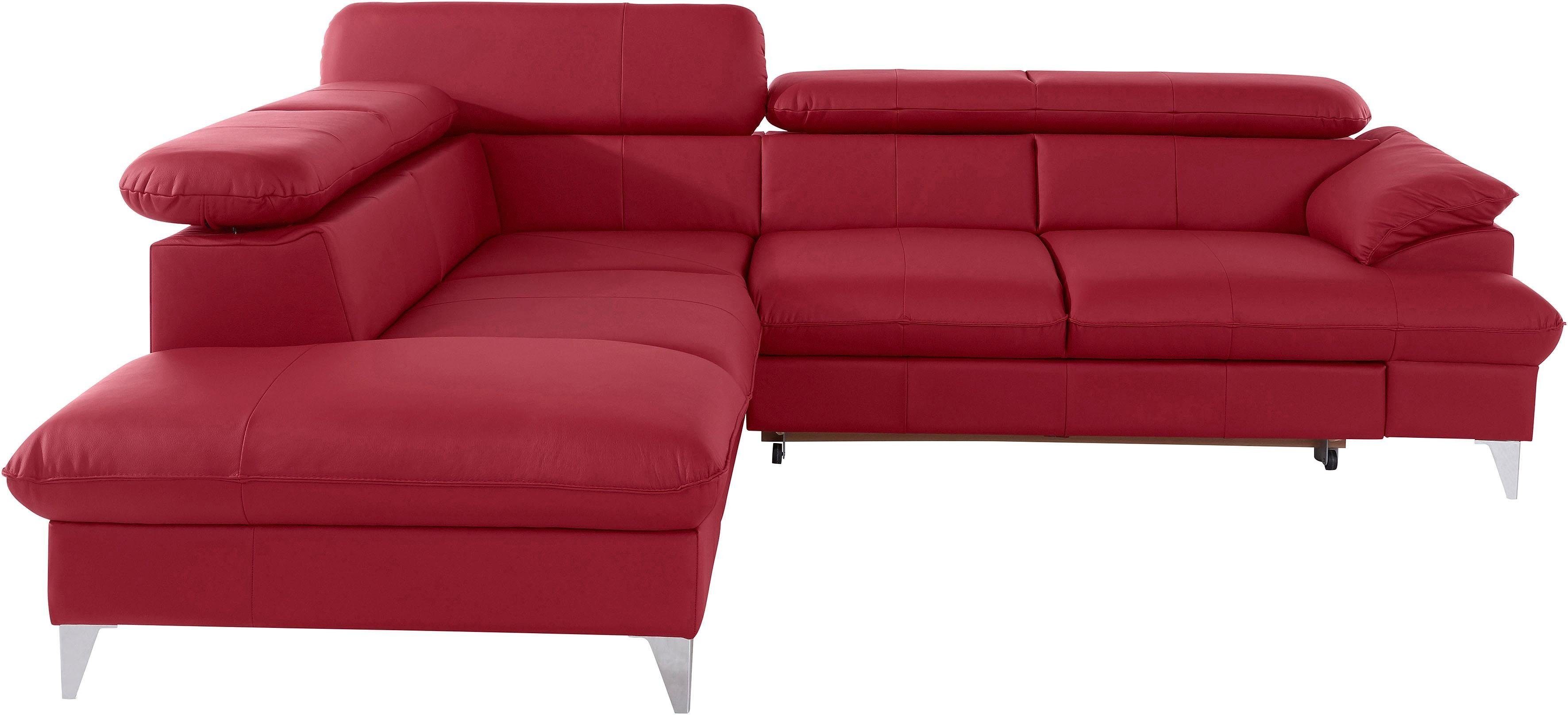COTTA Polstergarnitur Caluso L-Form, Set bestehend aus: Ecksofa mit Kopfteilverstellung & Hocker