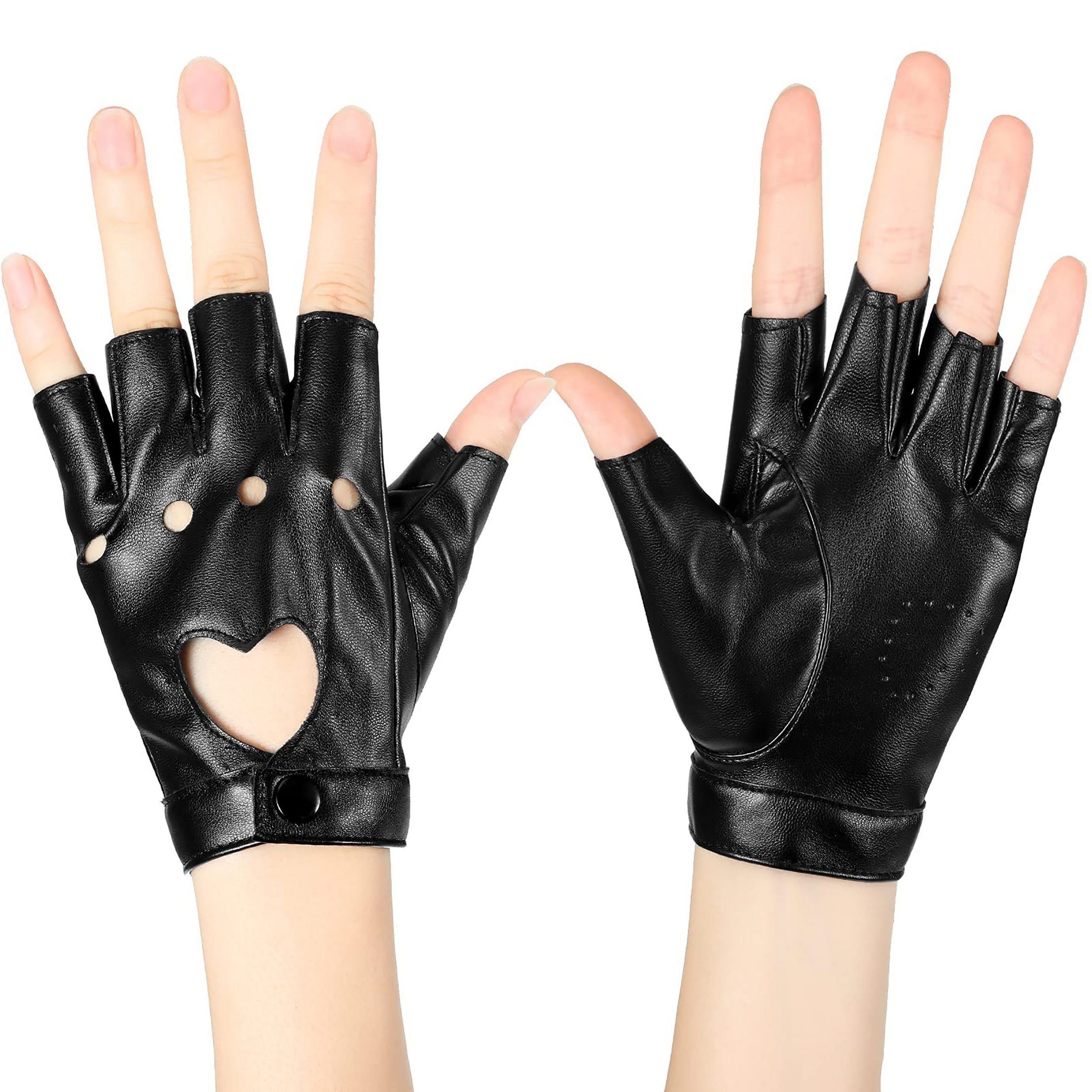 SRRINM Lederhandschuhe Fingerlose Handschuhe aus Leder