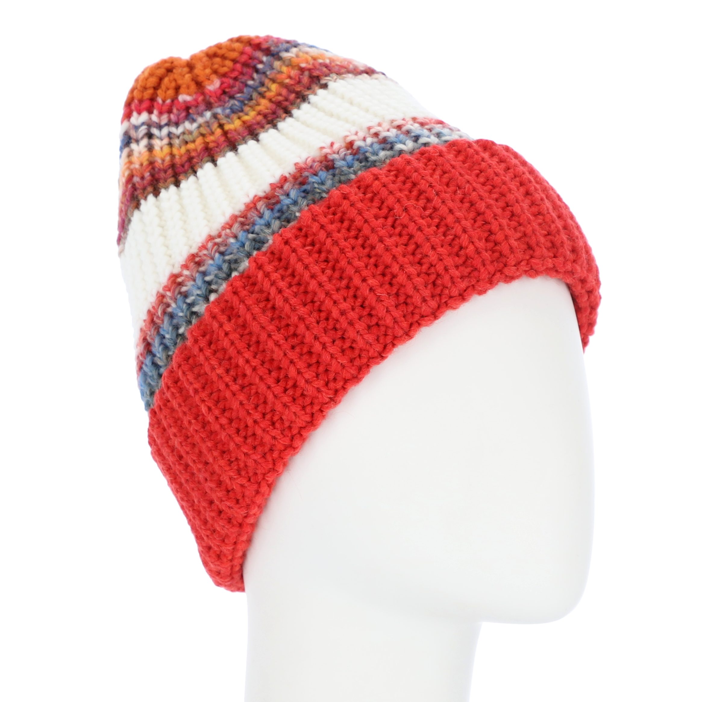 halsüberkopf Accessoires Strickmütze gestreift mit unifarbenen Umschlag Mad günstig online kaufen