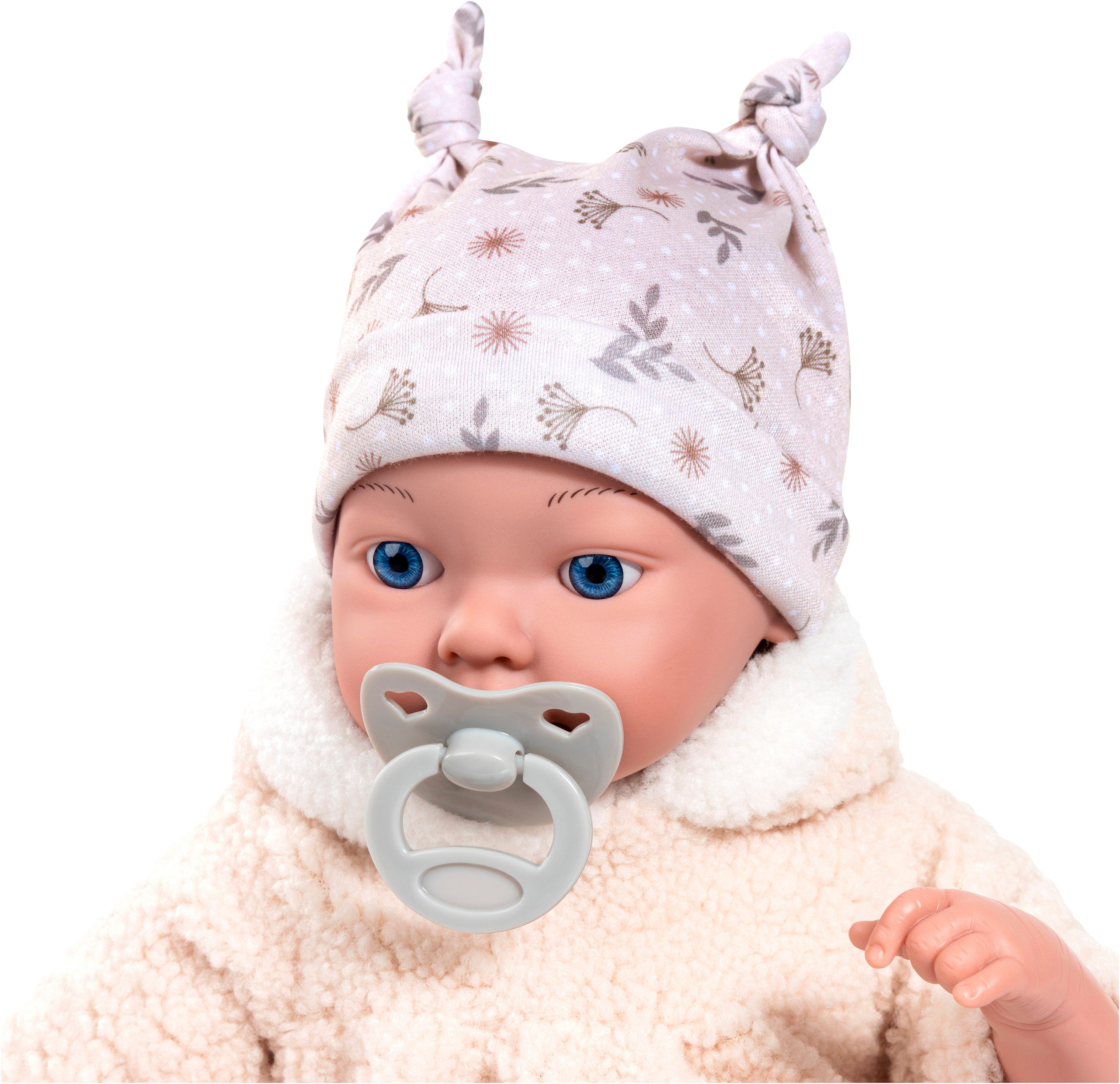 Bayer Babypuppe Reborn 38 cm Set beige, sieht aus wie ein echtes Baby – Bild 4 von 5