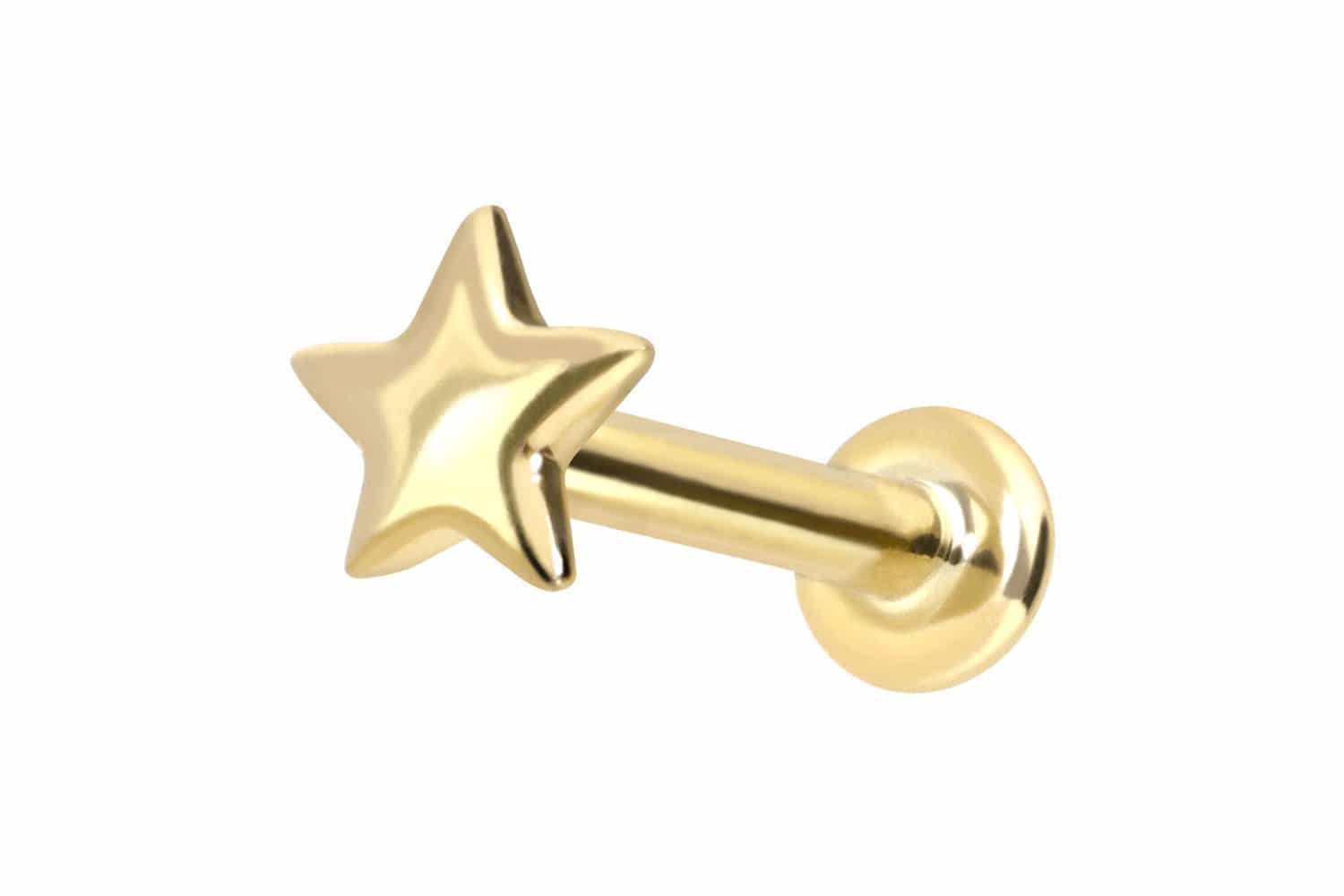 PIERCINGLINE Piercing-Set 14 Karat Gold Labret mit Push Fit STERN (Labrets, 1-tlg)