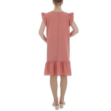 Ital-Design Sommerkleid Damen Freizeit (86164356) Rüschen Kreppoptik/gesmokt Minikleid in Altrosa