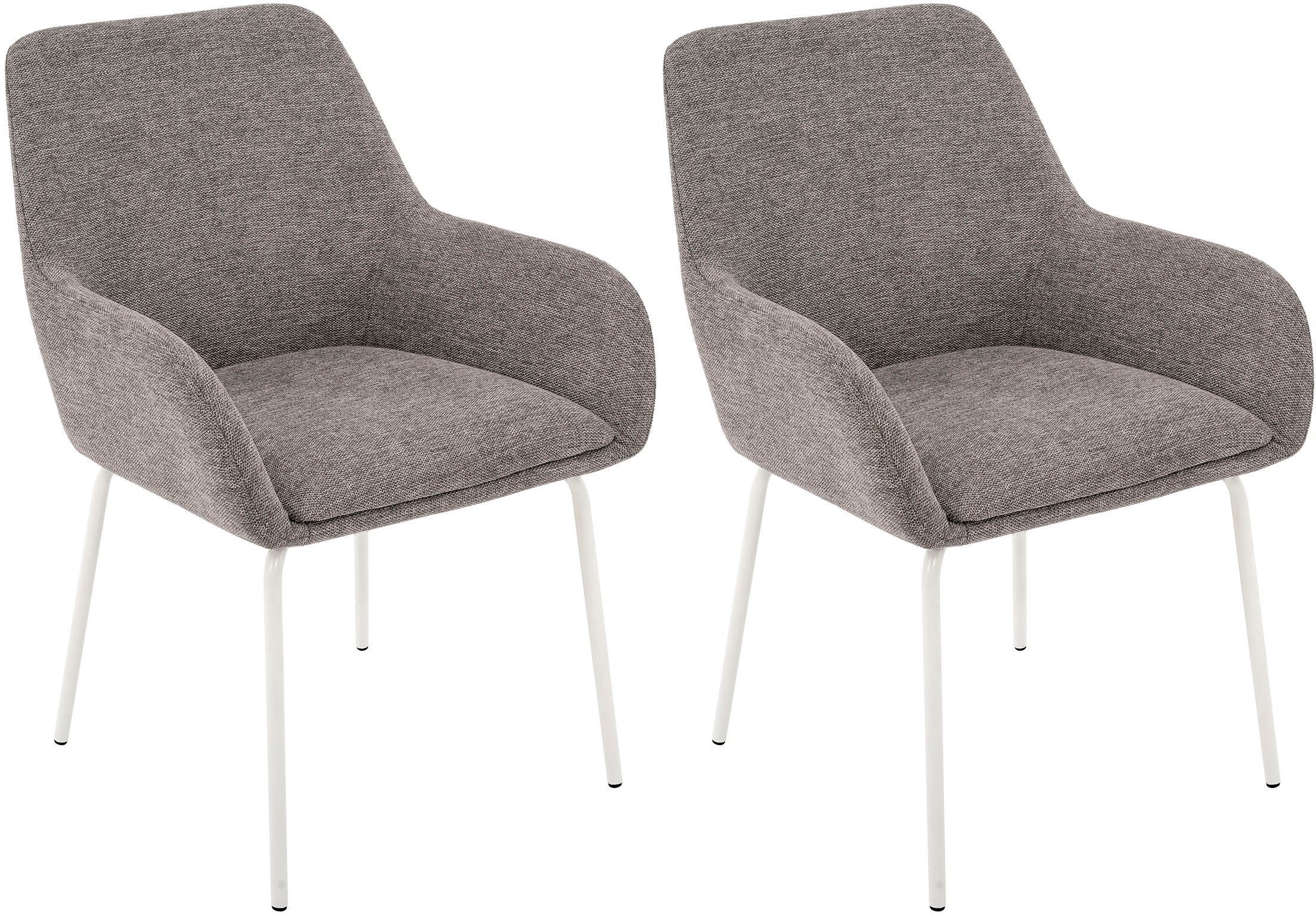 OTTO home Esszimmerstuhl Gabbie (Set, 2 St), mit weißen Metallbeinen, Webstoff Bezug, Sitzhöhe 47,5 cm