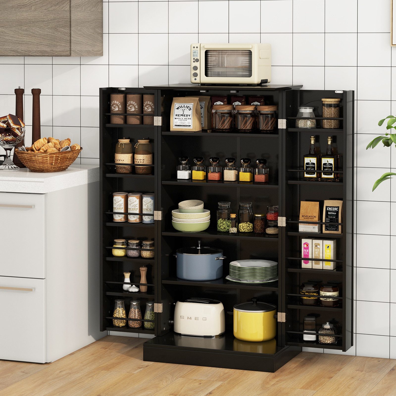 COSTWAY Küchenbuffet Küchenschrank Vorratsschrank mit verstellbarer günstig online kaufen