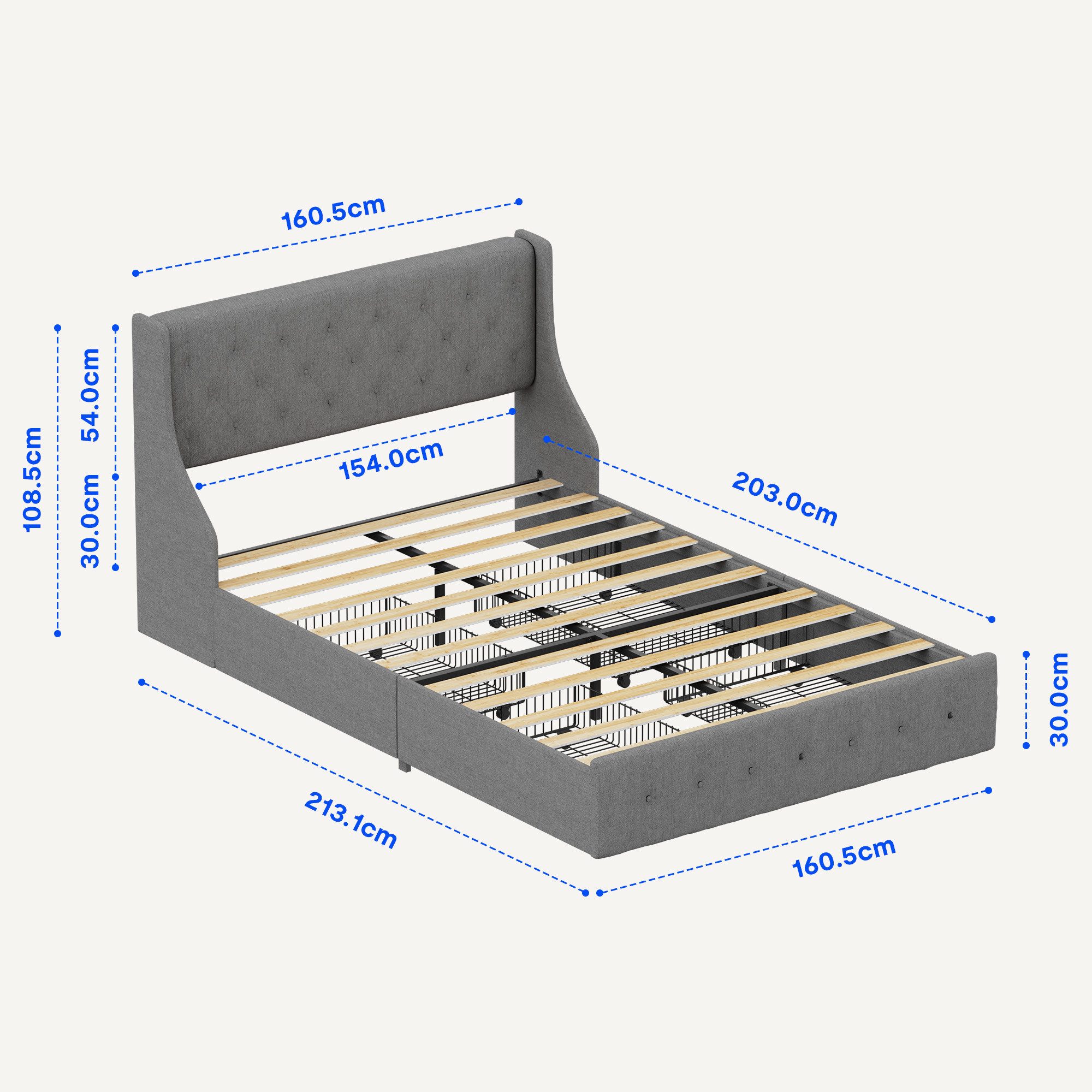 FLEXISPOT Polsterbett mit 4 Schubladen, Kopfteil & stabilem Lattenrost, Dop günstig online kaufen