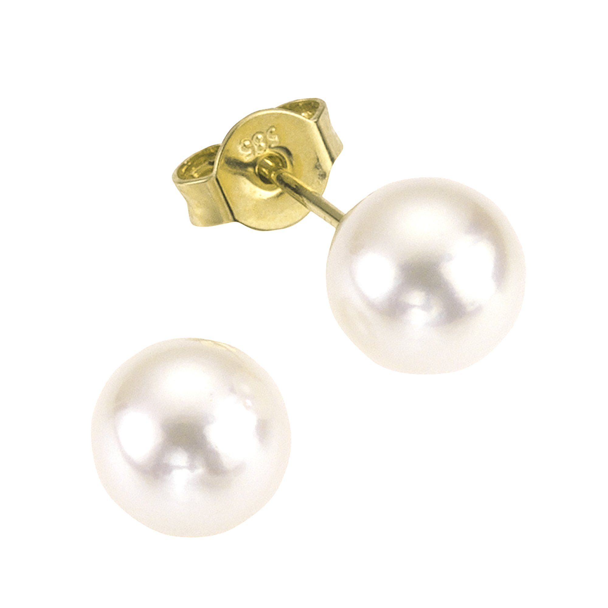Fascination by Ellen K. Paar Ohrstecker Gold 585 Akoya-Perle 6,5-7mm