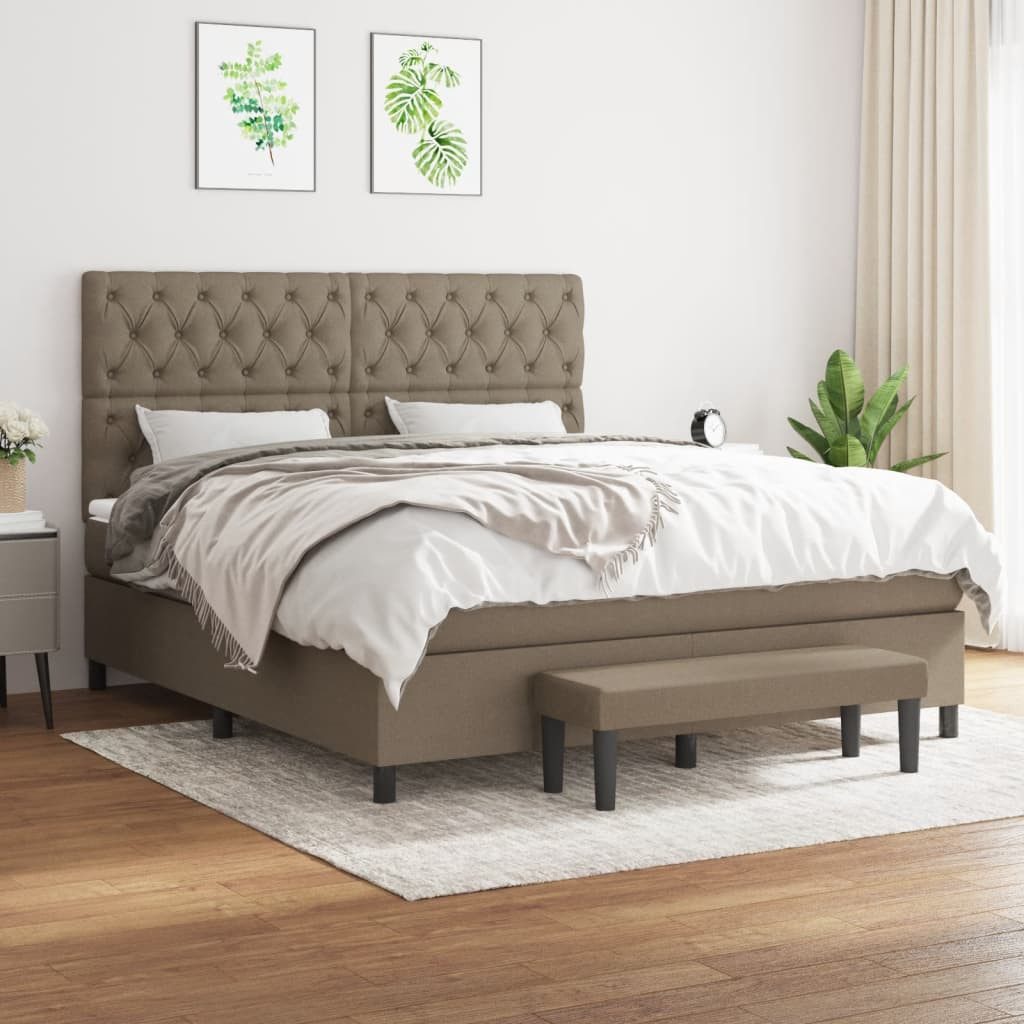 vidaXL Boxspringbett, Boxspringbett mit Matratze Taupe 160x200 cm Stoff günstig online kaufen