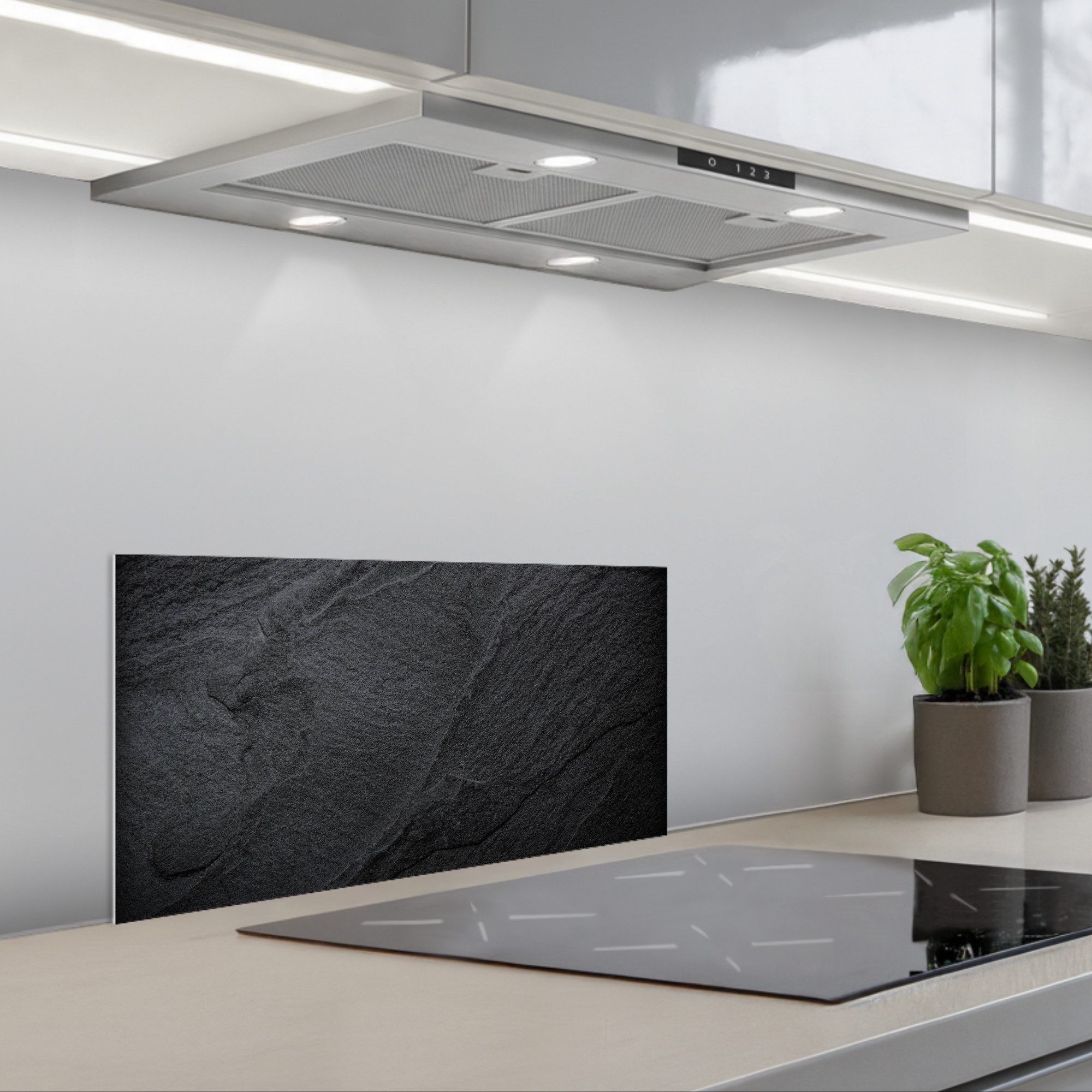 KitchenYeah Küchenrückwand selbstklebend (keine Folie) Beton - Schwarz - Industriell, (1-tlg), Küchenrückwand, Spritzschutz, Kitchen, 60x30 cm – Bild 2 von 5