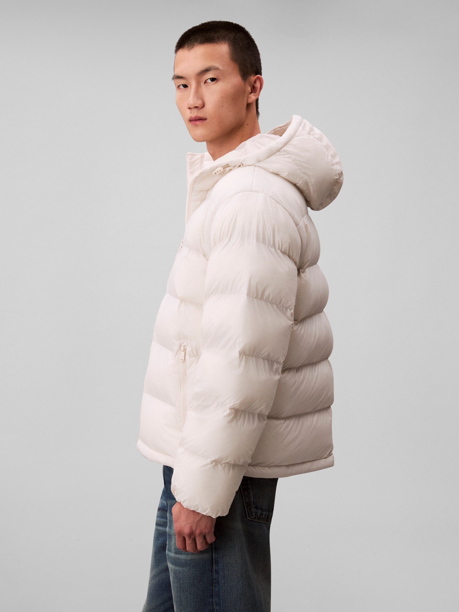 Calvin Klein Jeans Steppjacke LS NYLON MONOGRAM PUFFER JKT Mit Rundhalsausschnitt, regular fit