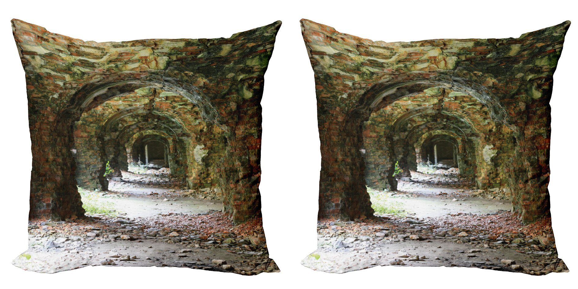 Kissenbezüge Modern Accent Doppelseitiger Digitaldruck, Abakuhaus (2 Stück), Antiquität Medieval Tunnel